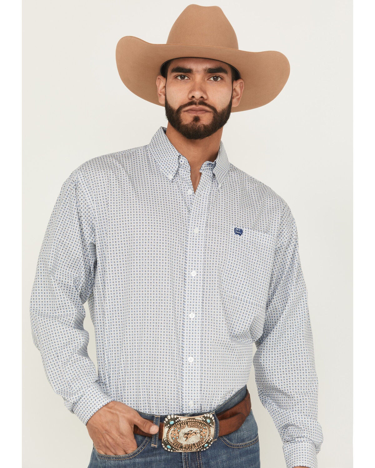 Men's Cinch Geo Print Long Sleeve Button-Down Western Shirt