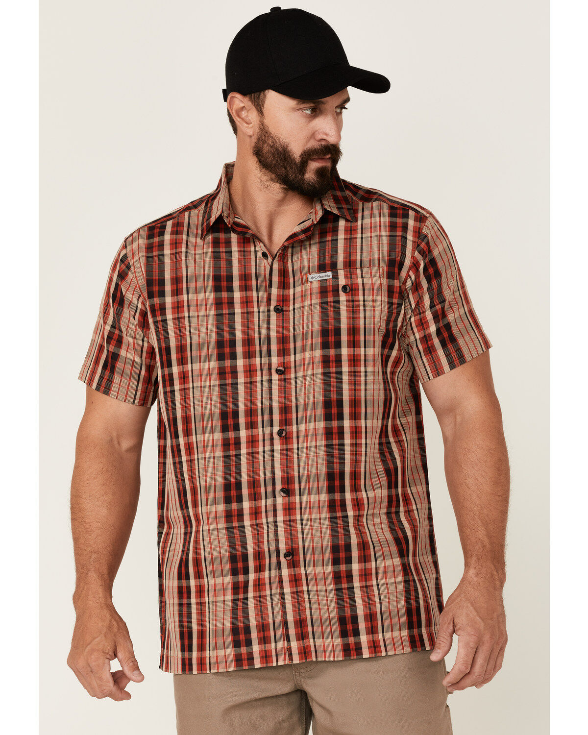 Men's Columbia Lakeside Trail Large Plaid Short Sleeve Button Down Wes