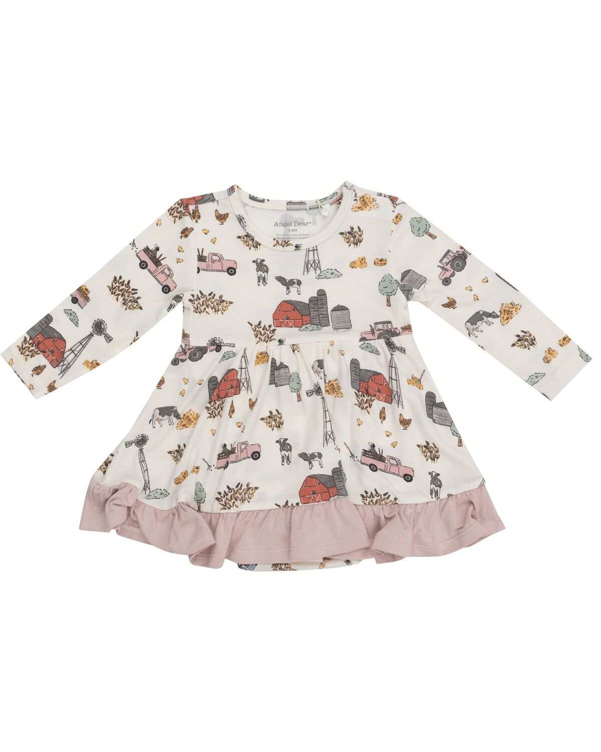 Girls' Angel Dear Infant Farm Print Long Sleeve Dress