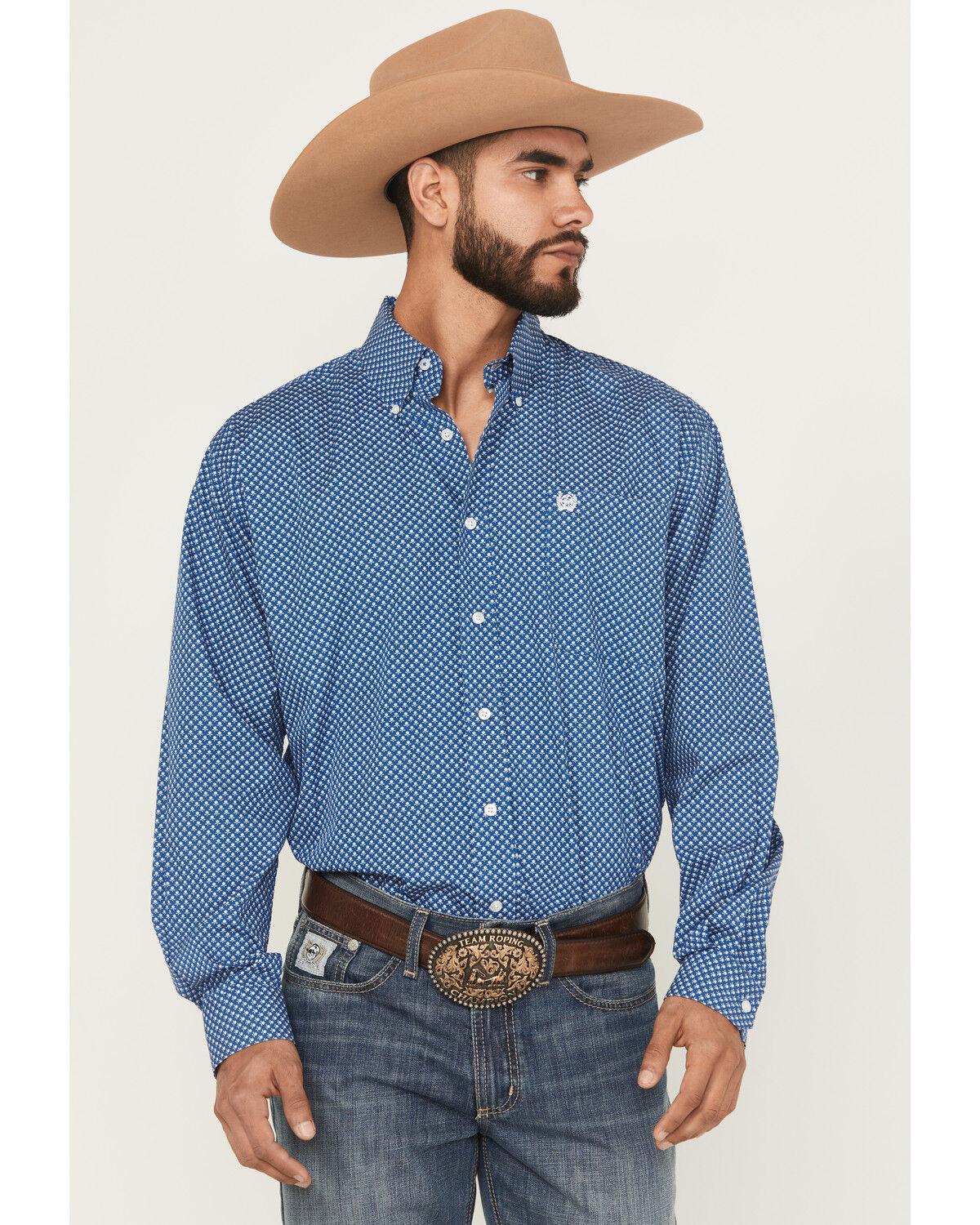 Men's Cinch Floral Print Long Sleeve Button-Down Western Shirt