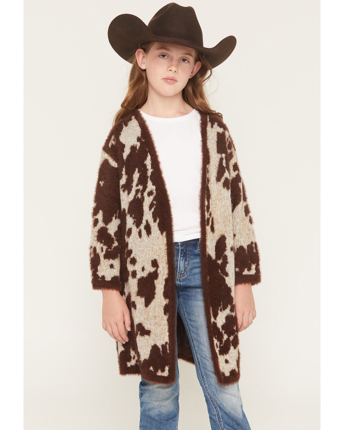 Girls' Shyanne Nellie Cow Print Eyelash Knit Cardigan