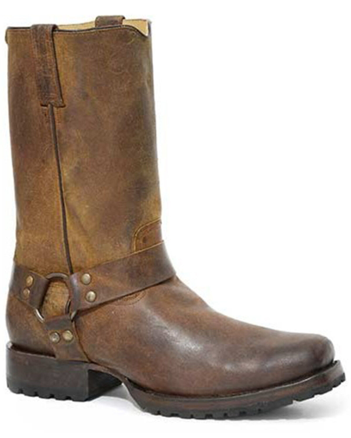 Men's Stetson Heritage Harness Pull On Harness Moto Boots - Square Toe