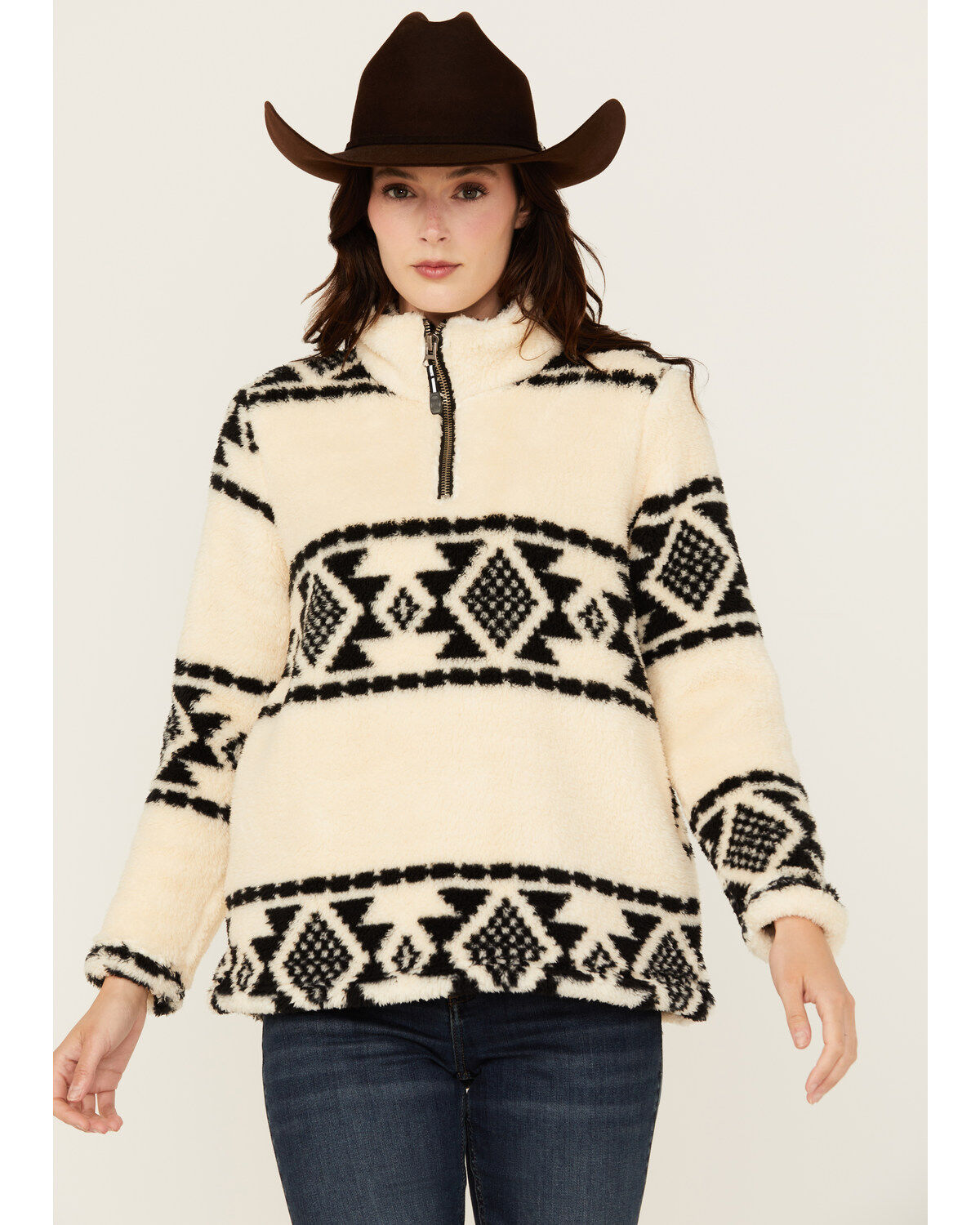 Women's Roper Southwestern Print Sherpa 1/4 Zip Pullover