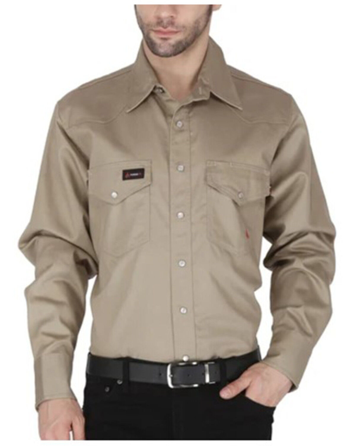 Men's Forge Workwear FR Solid Long Sleeve Snap Work Shirt