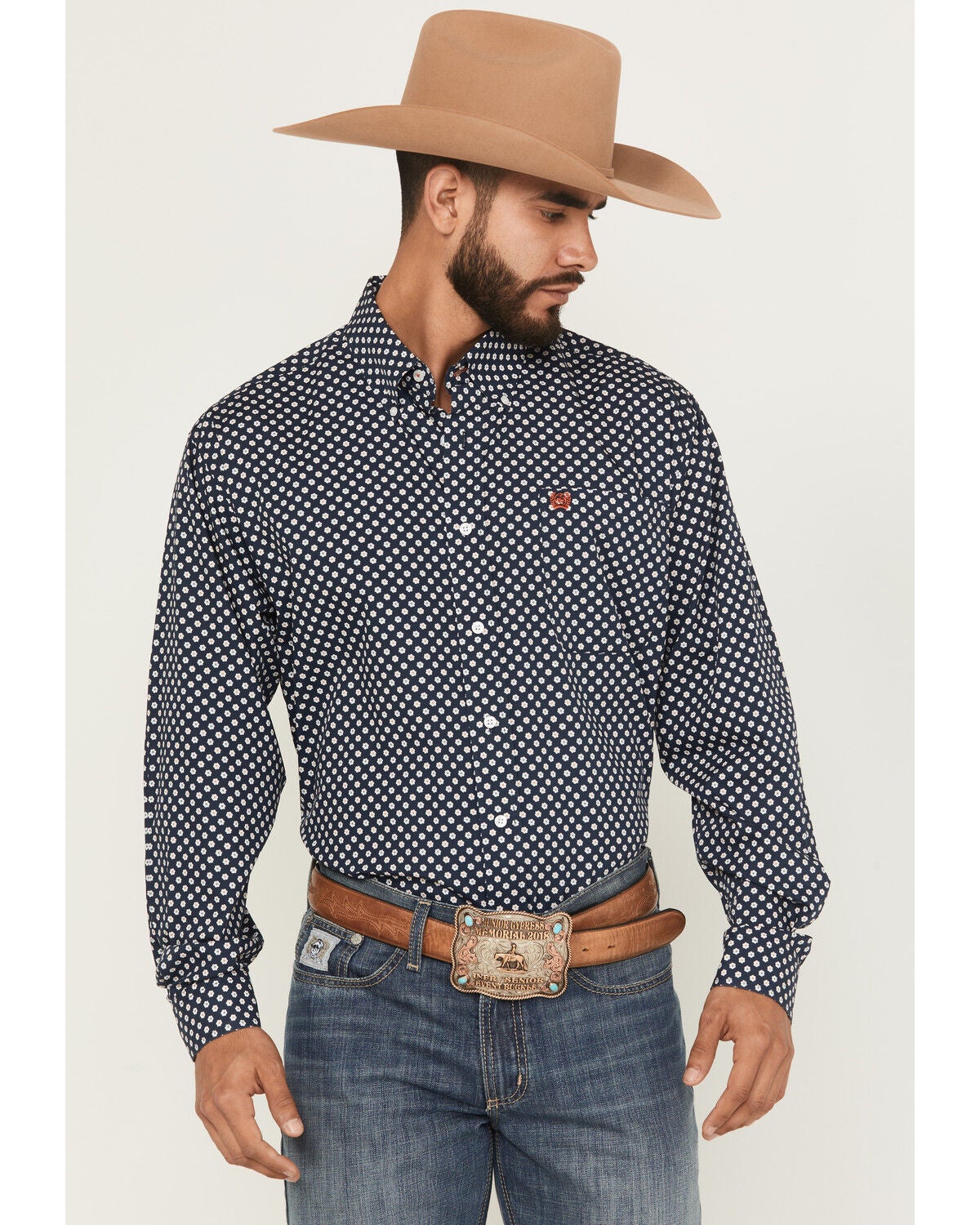 Men's Cinch Floral Print Long Sleeve Button-Down Western Shirt