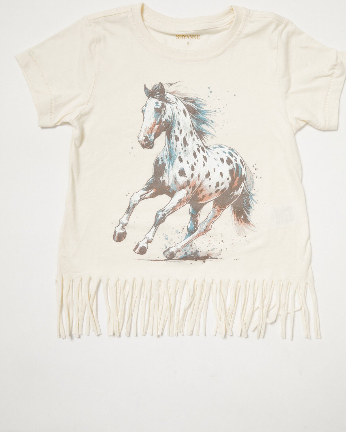Girls' Shyanne Maisie Spotted Horse Fringe Short Sleeve Graphic Tee