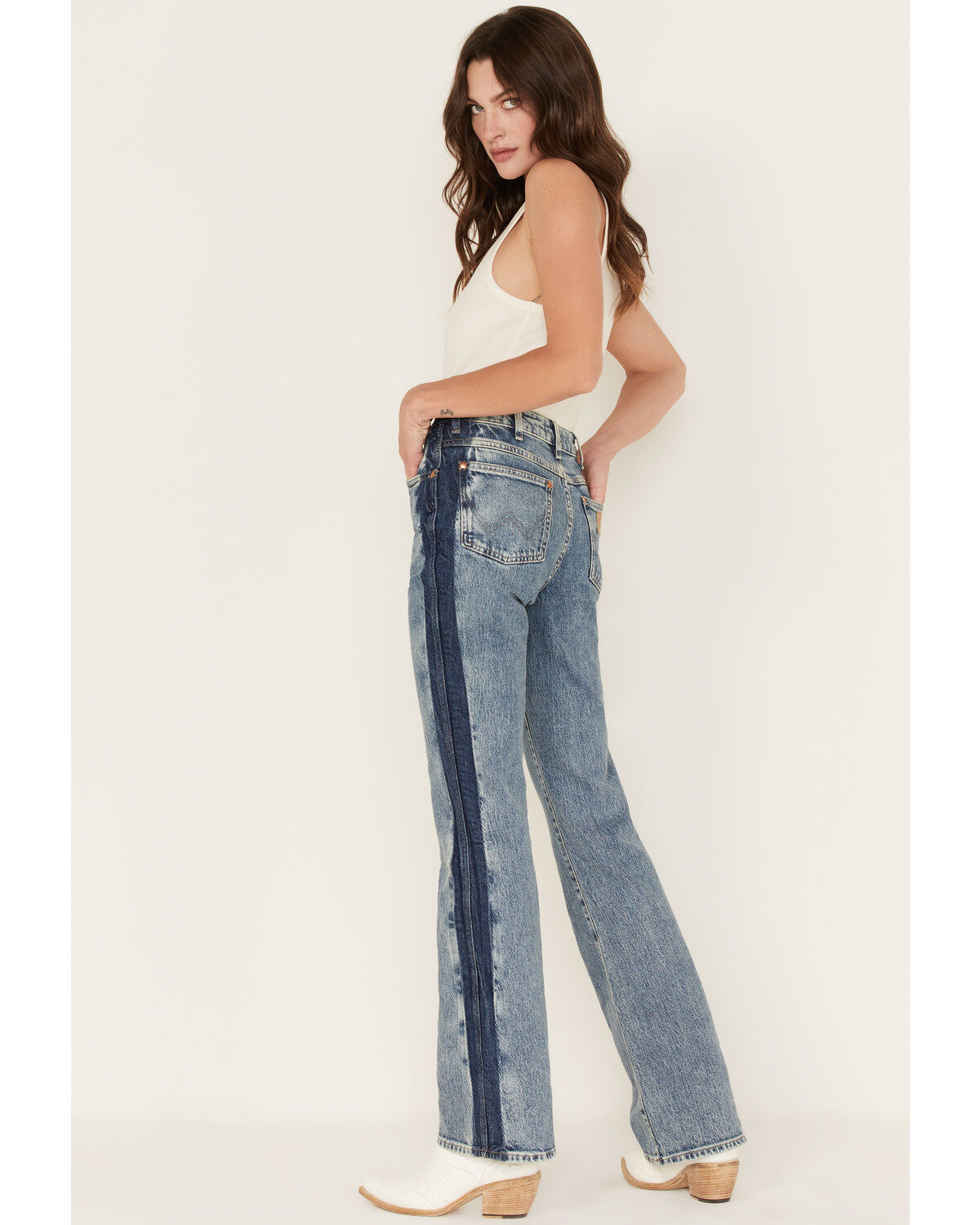 Women's Wrangler Two tone Color Block High Rise Westward Bootcut Jeans