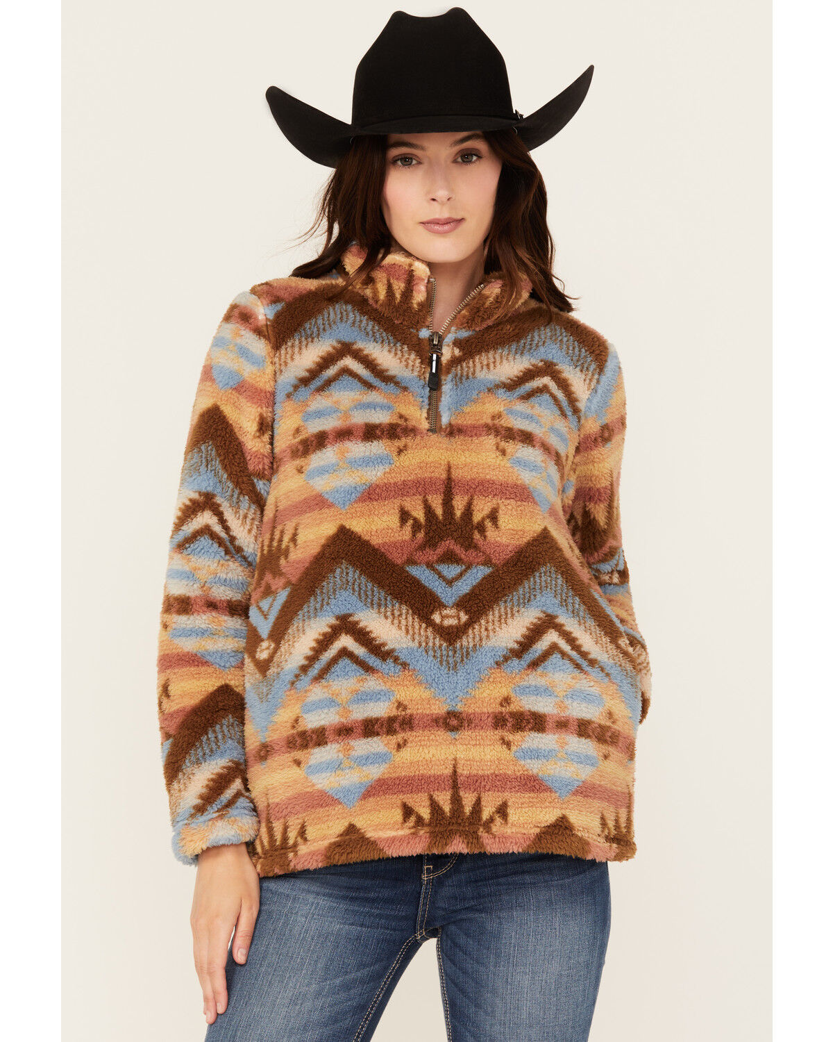 Women's Roper Southwestern Print Sherpa 1/4 Zip Pullover