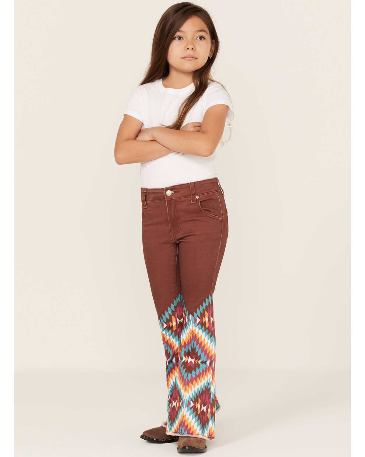 Girls' Ranch Dress'n Dakota Southwestern Print Mid Rise Super Flare Je