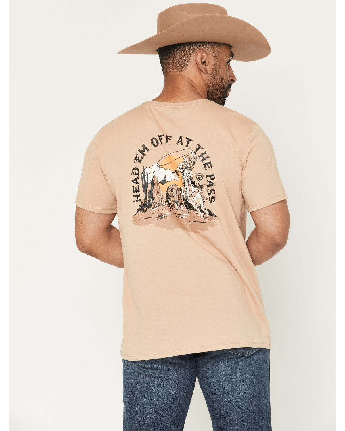 Men's Rock & Roll Denim Bronco Rider Short Sleeve Graphic T-Shirt