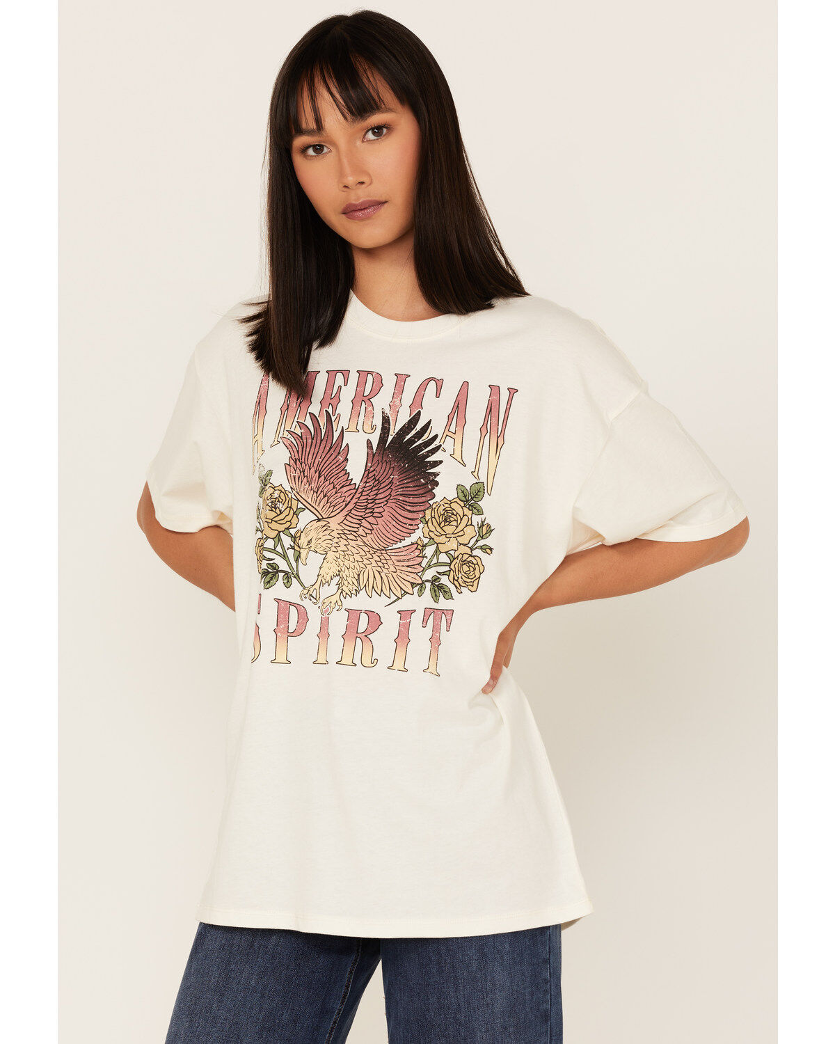 Women's Cleo + Wolf American Spirit Vintage Oversized Graphic Tee