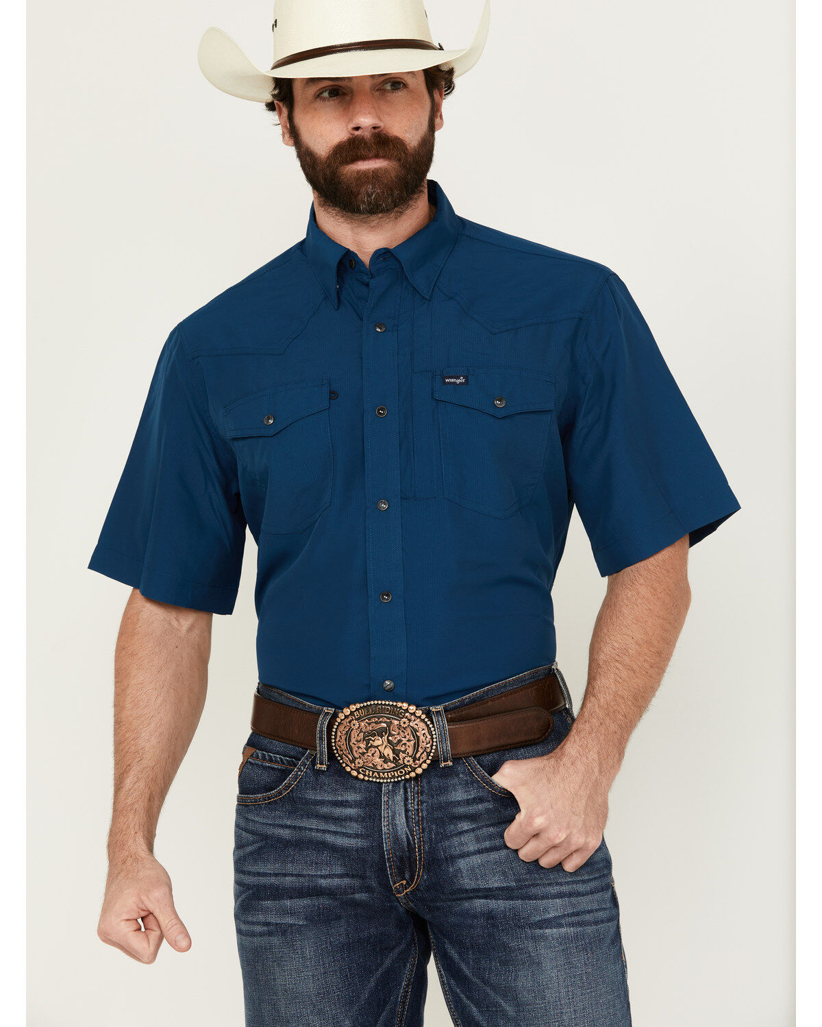 Men's Wrangler Solid Long Sleeve Snap Performance Western Shirt