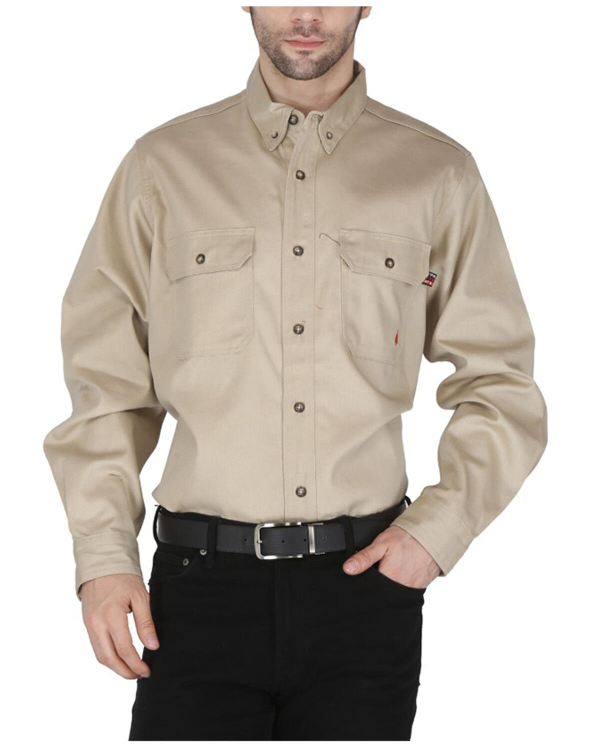 Men's Forge Workwear FR Solid Long Sleeve Button-Down Work Shirt