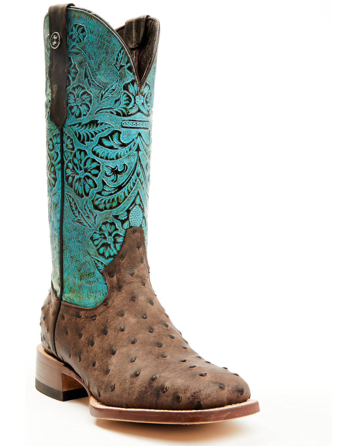 Women's Tanner Mark Ostrich Print Western Boots - Broad Square Toe