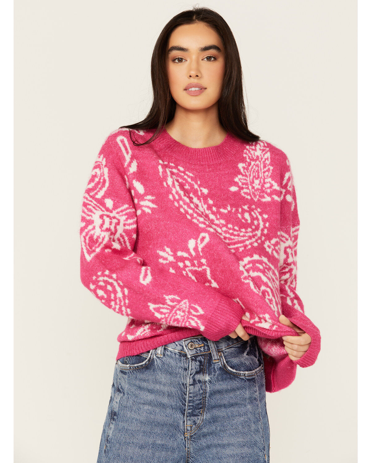 Women's Very J Paisley Print Sweater