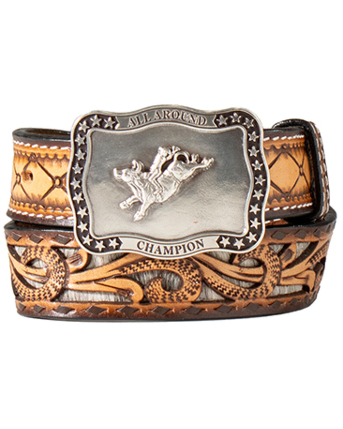 Boys' M & F Western Tooled Leather Belt