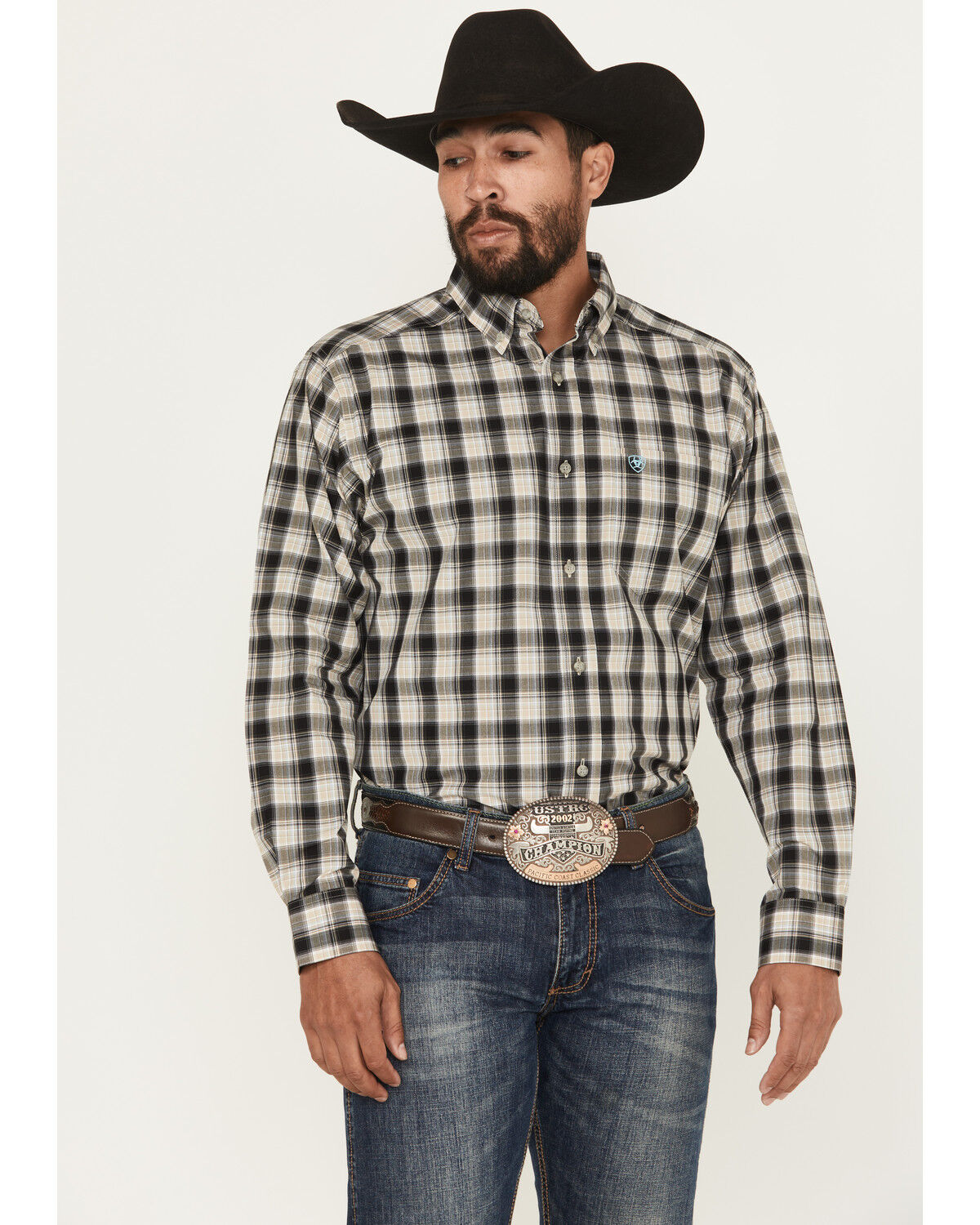 Men's Ariat Garrett Plaid Print Long Sleeve Button-Down Western Shirt