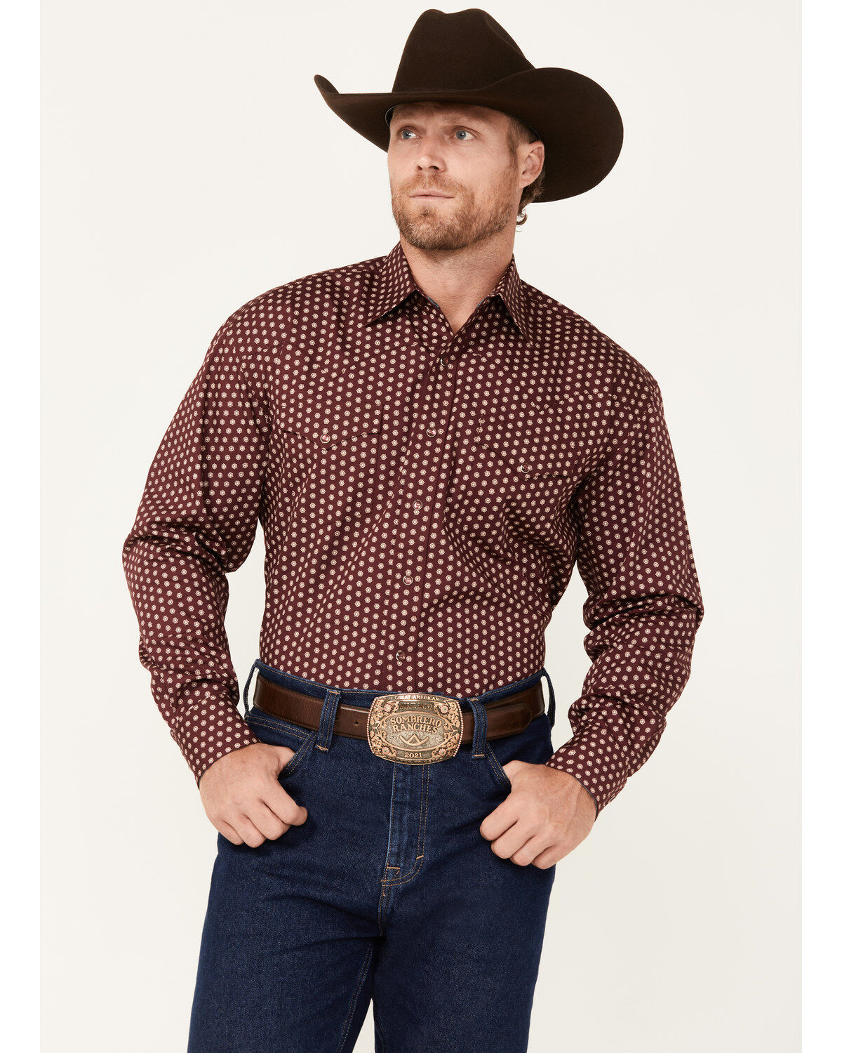 Men's Stetson Geo Print Long Sleeve Snap Western Shirt