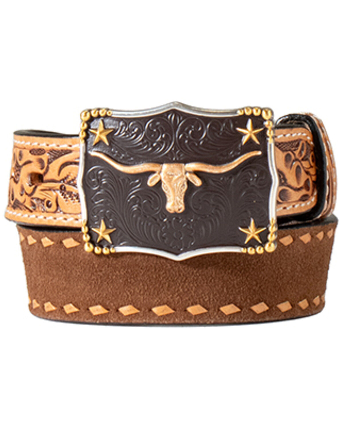 Boys' M & F Western Roughout Leather Belt