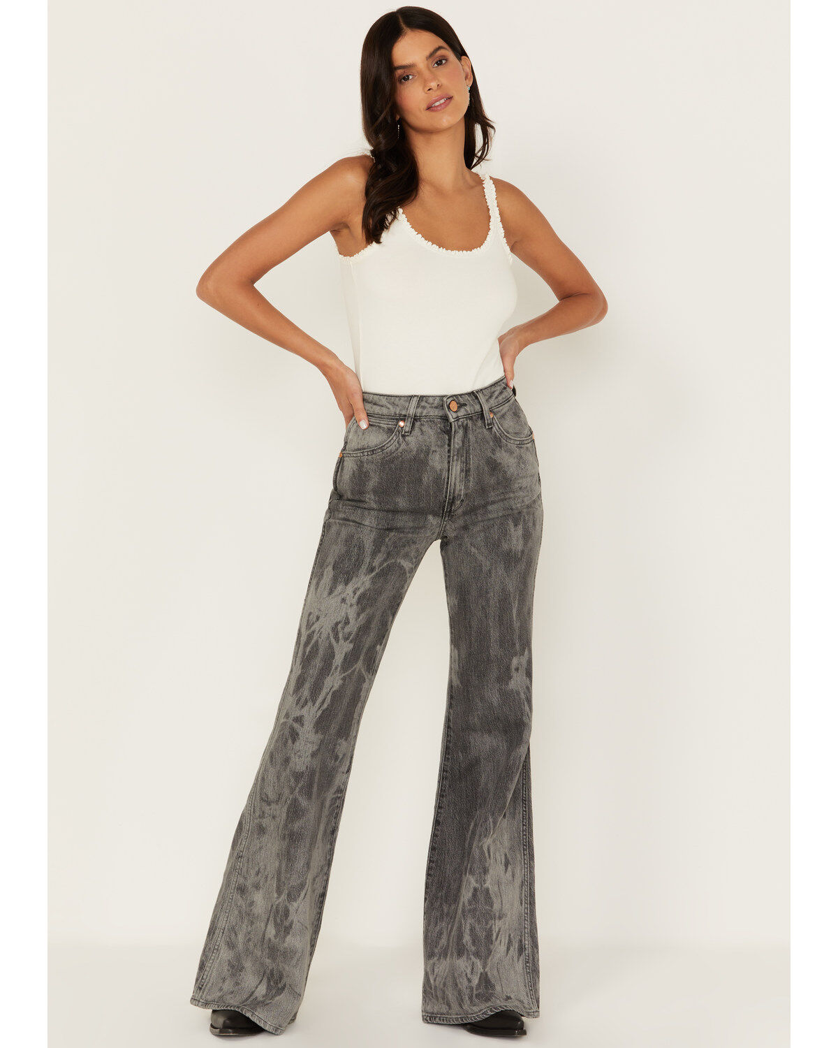 Women's Wrangler Wanderer Laser Acid Wash High Rise Distressed Flare J