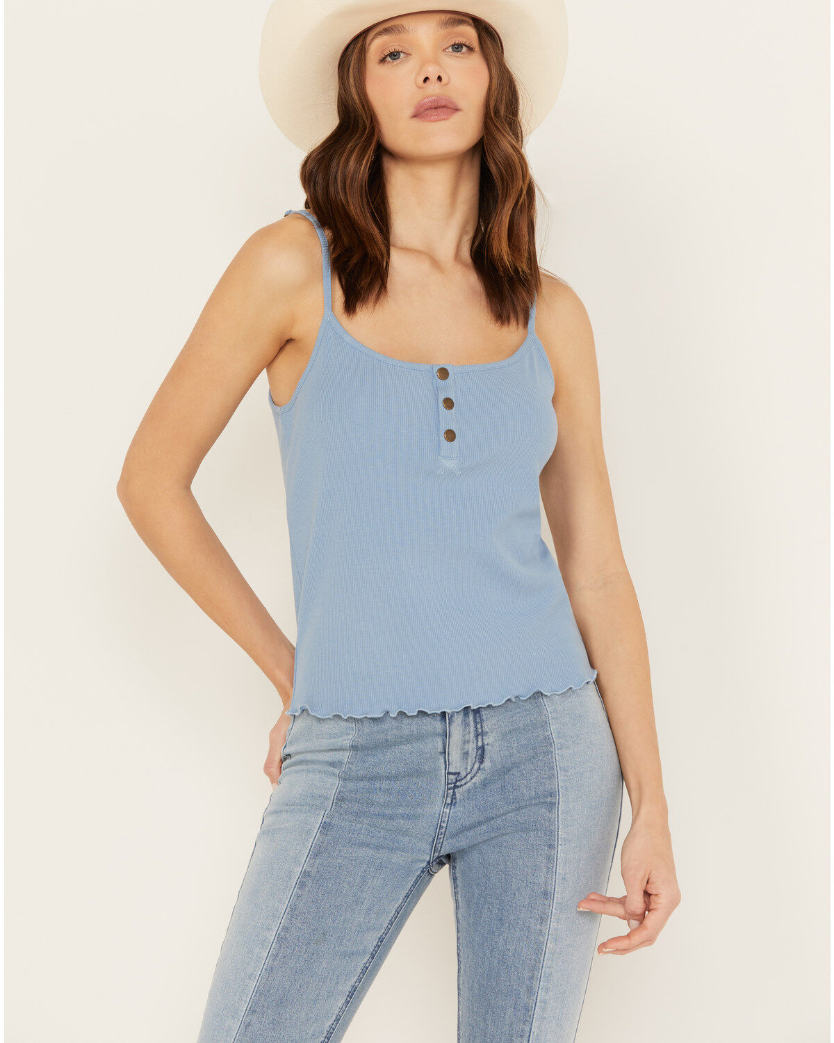 Women's Cleo + Wolf Rib Knit Henley Tank