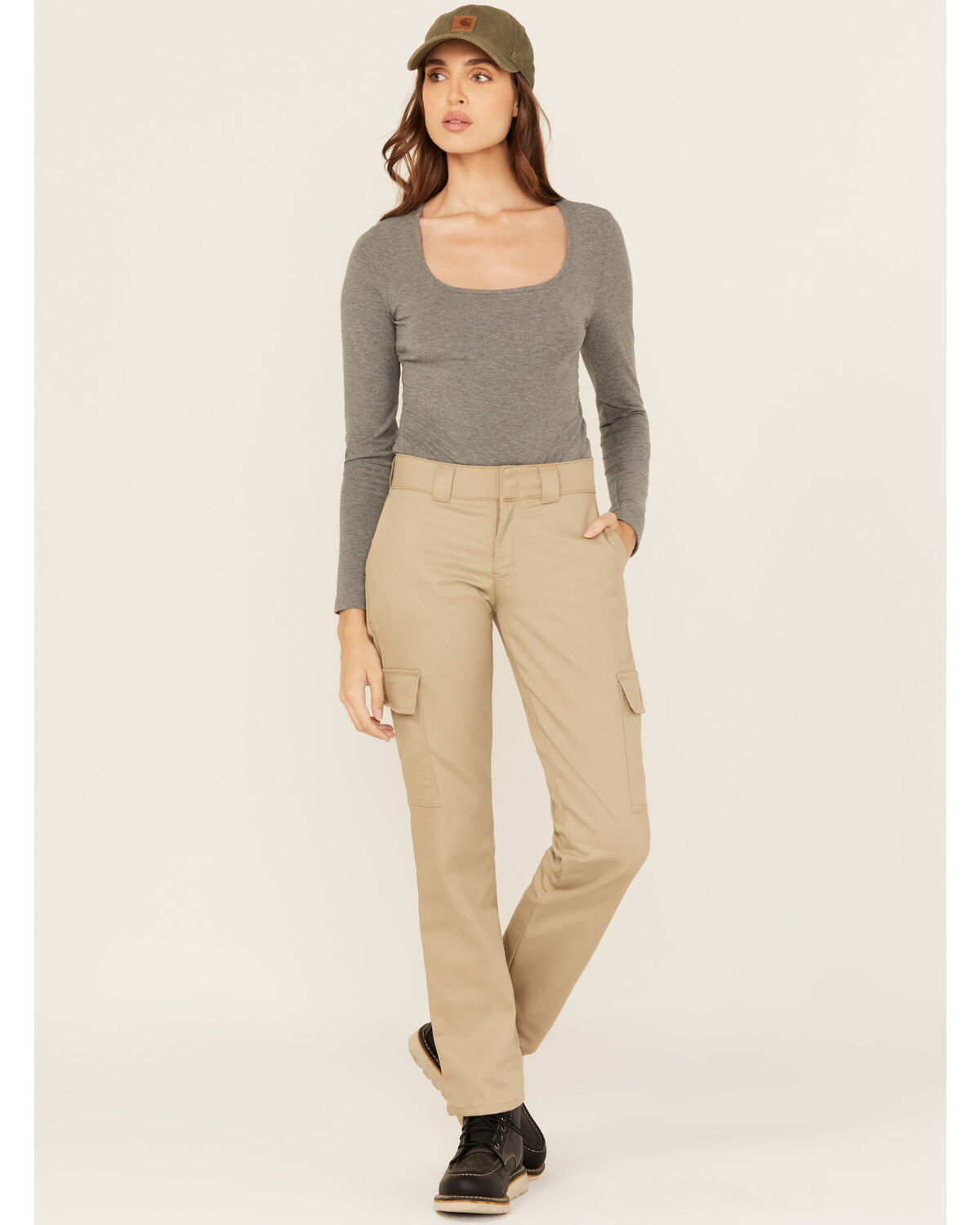 Women's Dickies Mid Rise Straight Stretch Twill Cargo Work Pants