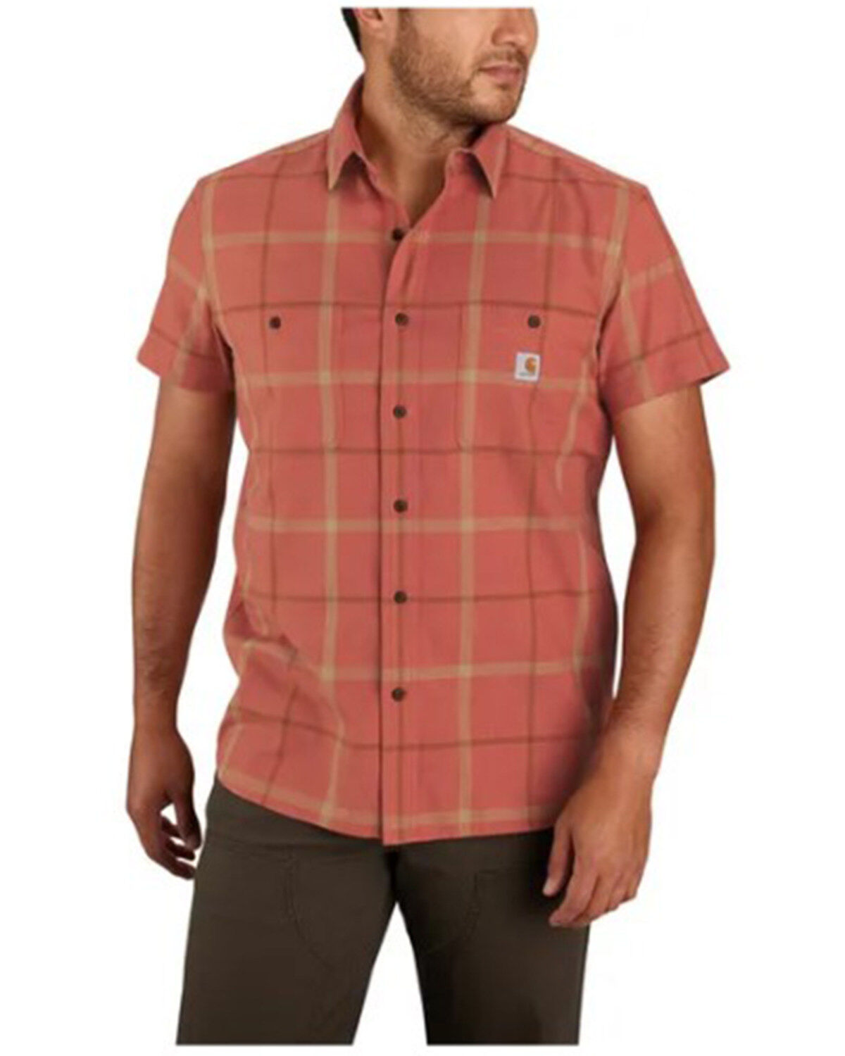 Men's Carhartt Relaxed Fit Lightweight Short Sleeve Button-Down Plaid