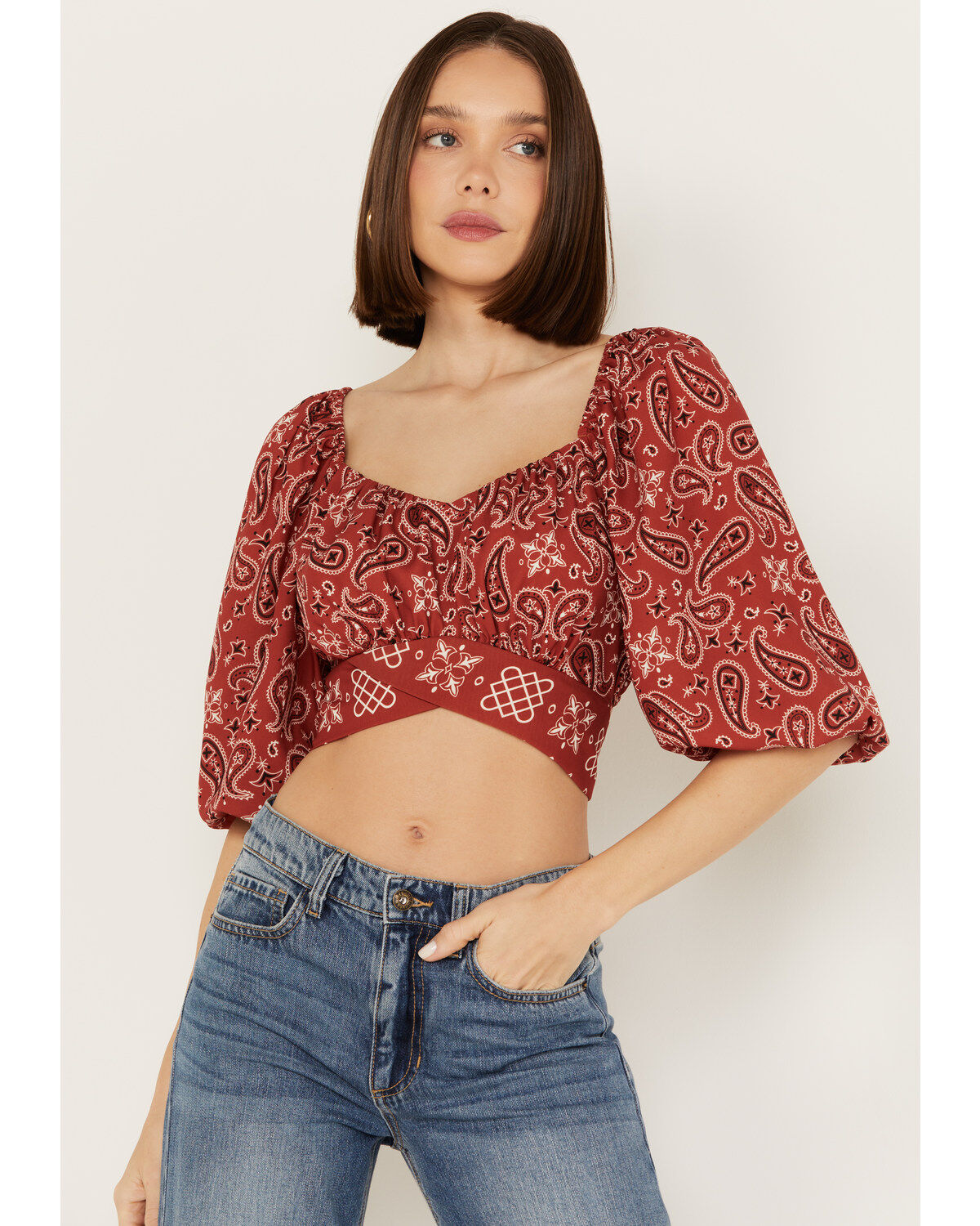 Women's Beyond The Radar Bandana Print Tie Back Top