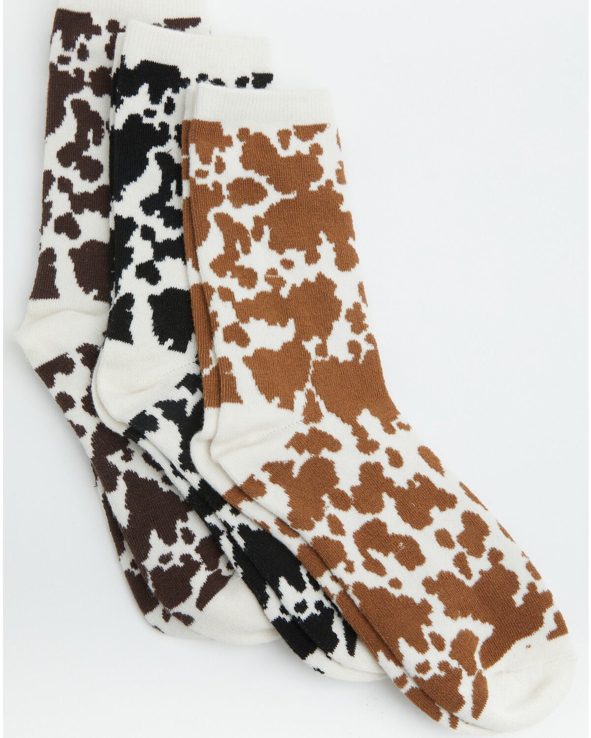 Women's Boot Barn Scout Cow Print Crew Socks - 3 Pack