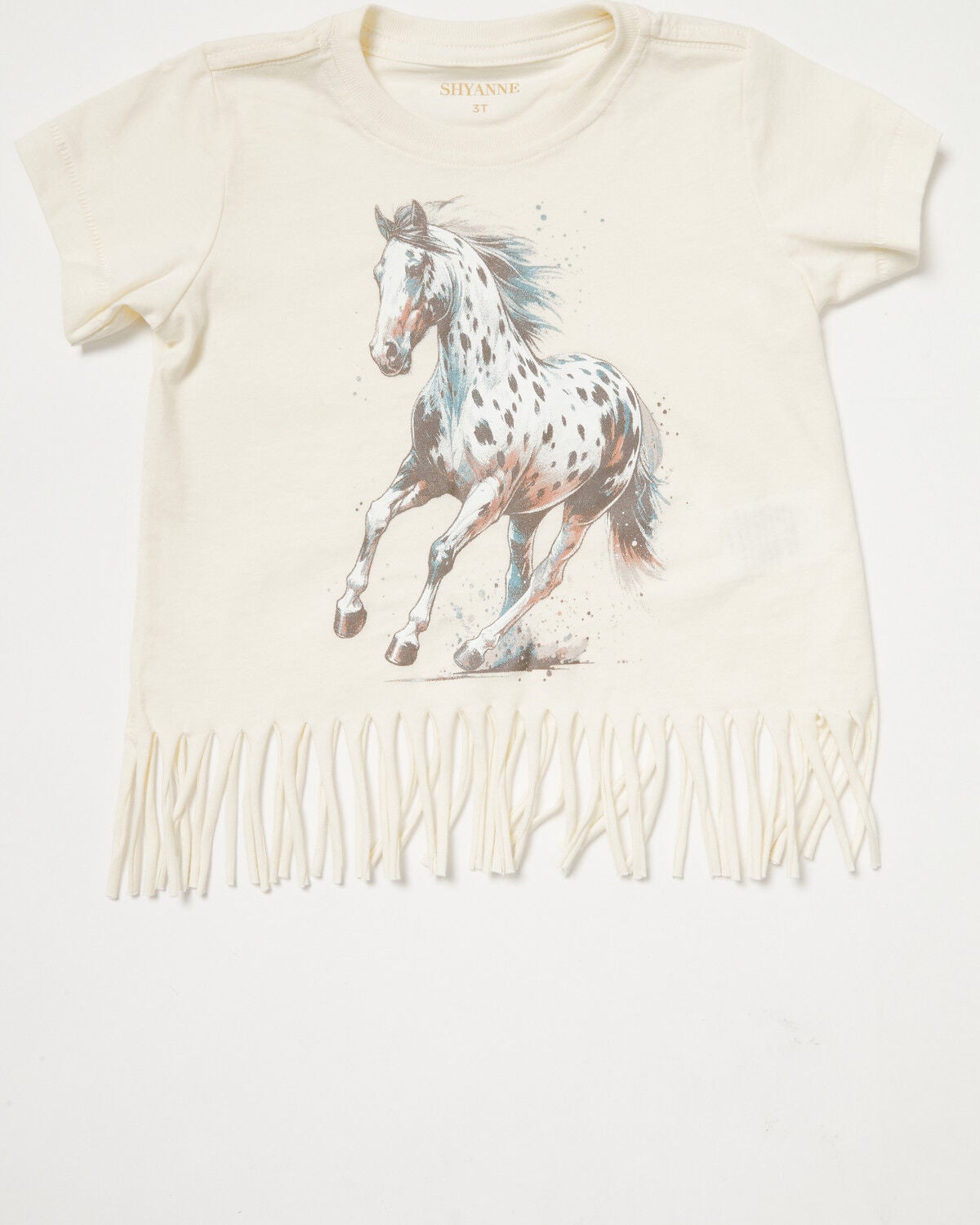 Girls' Shyanne Toddler Maisie Spotted Horse Fringe Short Sleeve Graphi