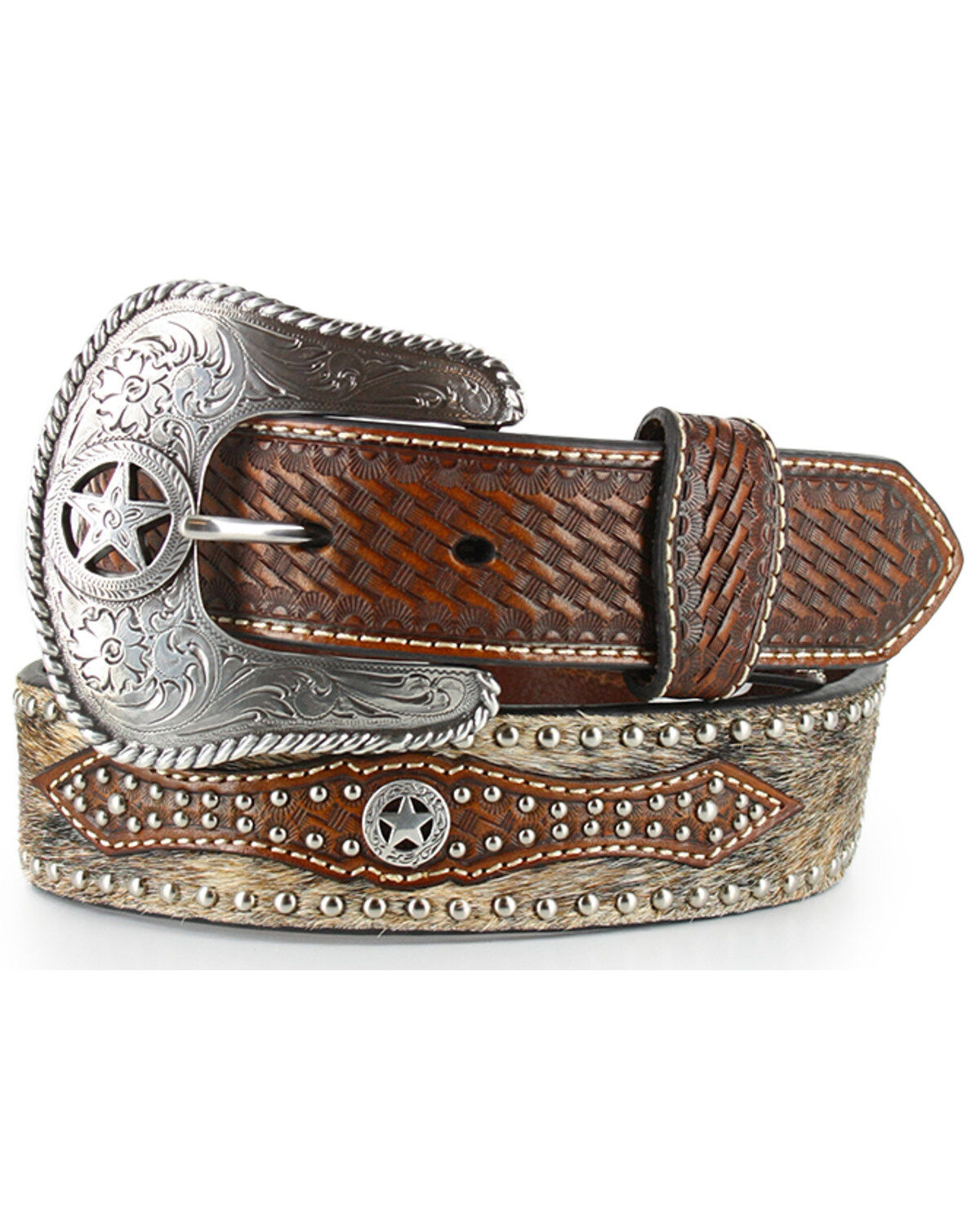 Men's Cody James Hair-On-Hide Star Concho Belt