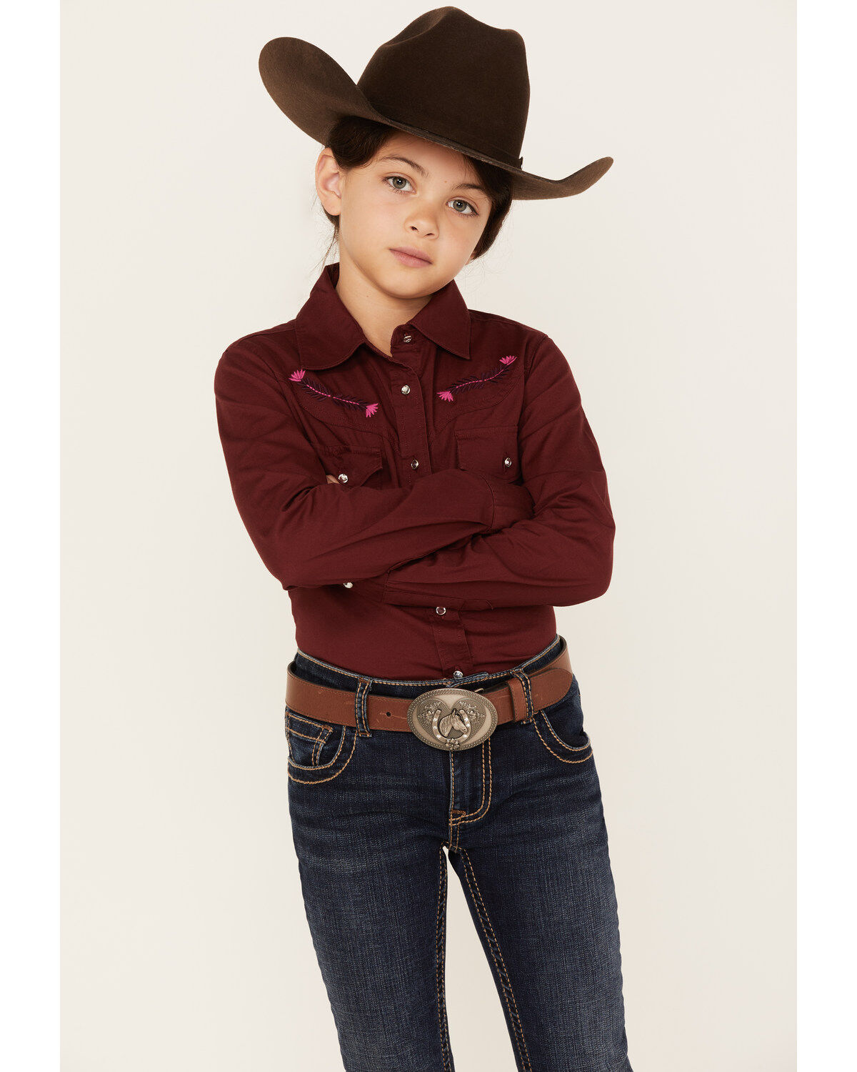 Girls' Shyanne Embroidered Long Sleeve Western Button-Down Shirt