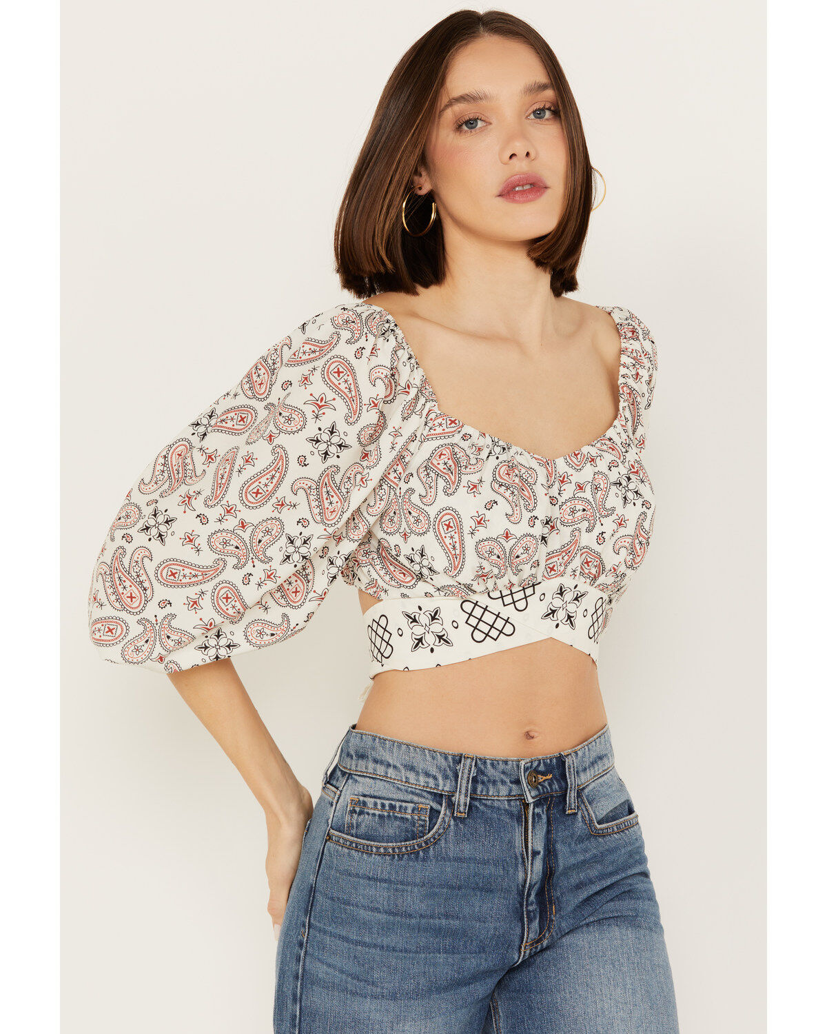 Women's Beyond The Radar Bandana Print Tie Back Top