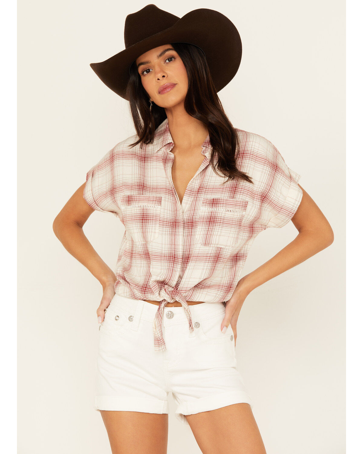Women's Shyanne Short Sleeve Tie Front Camp Shirt