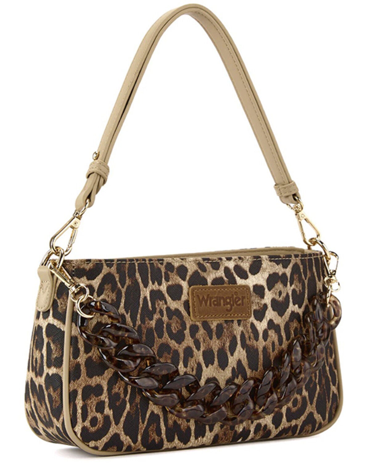 Women's Wrangler Leopard Print Chain Detail Shoulder Bag