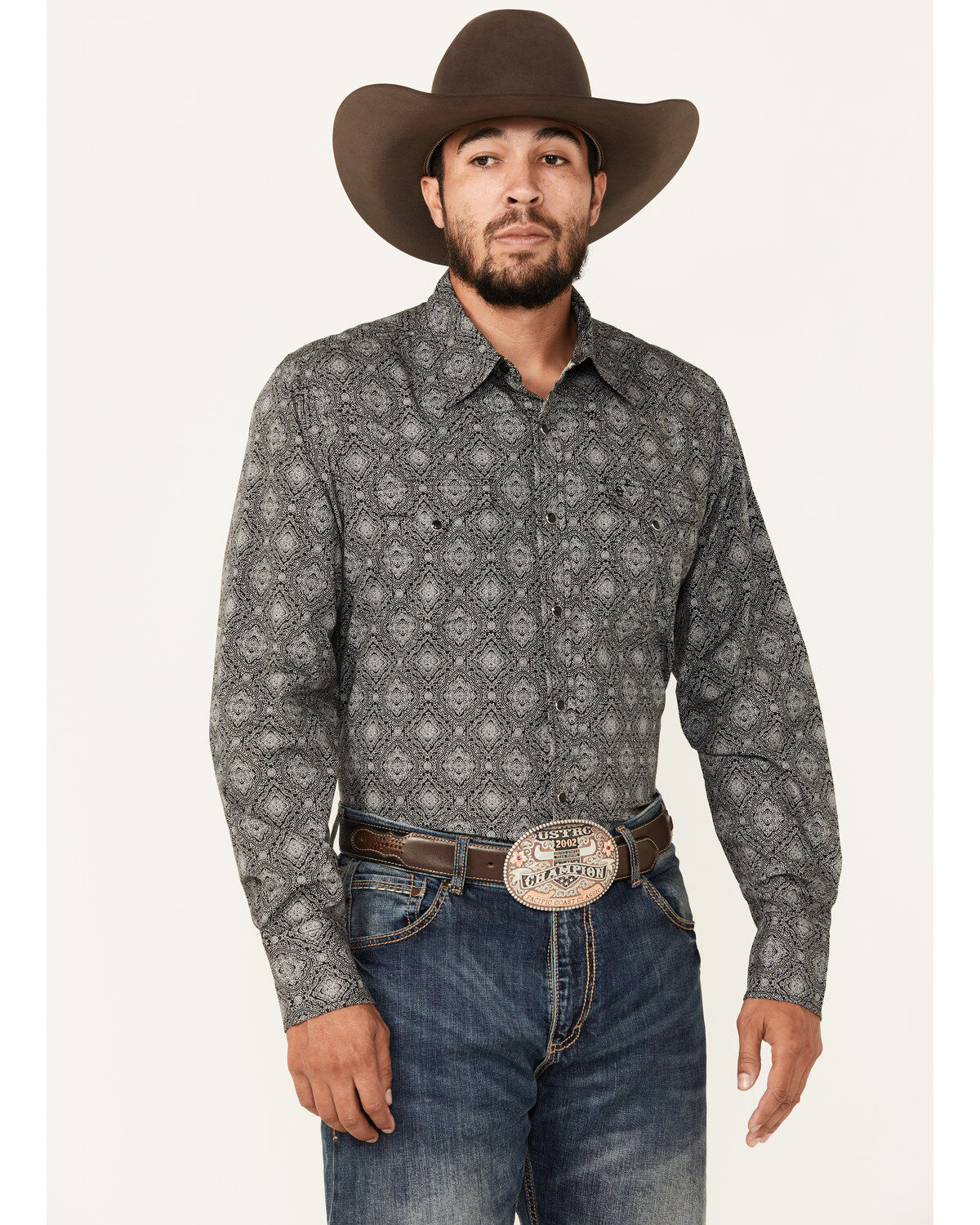 Men's Stetson Medallion Print Long Sleeve Snap Western Shirt