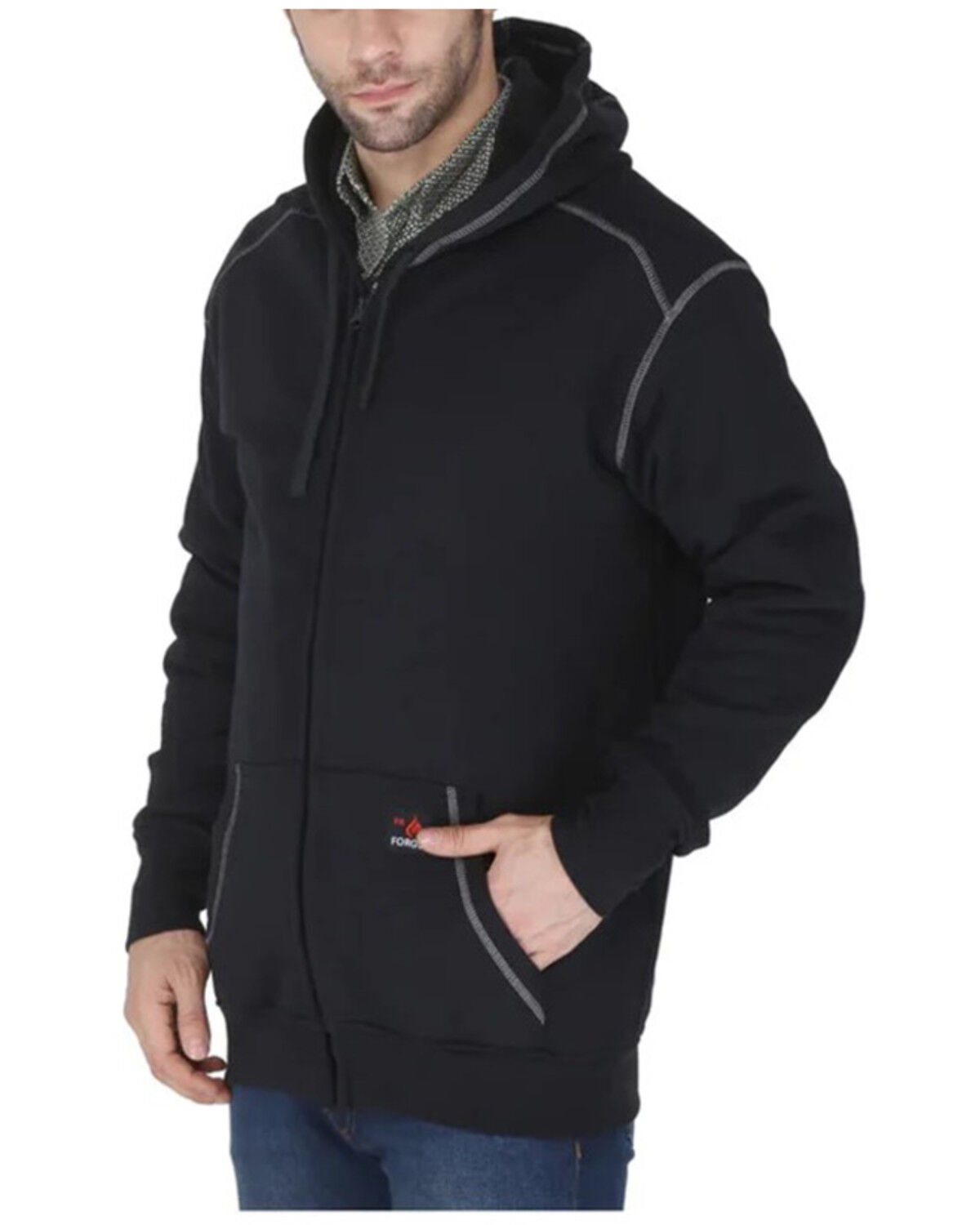 Men's Forge Workwear FR Solid Contrast Stitch Zip Hooded Jacket