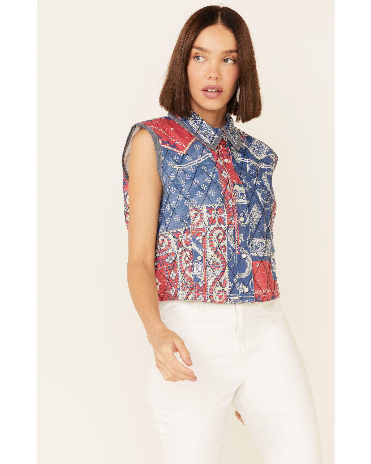 Women's Double D Ranch Multi Print Liberty & Justice For All Snap-Fron