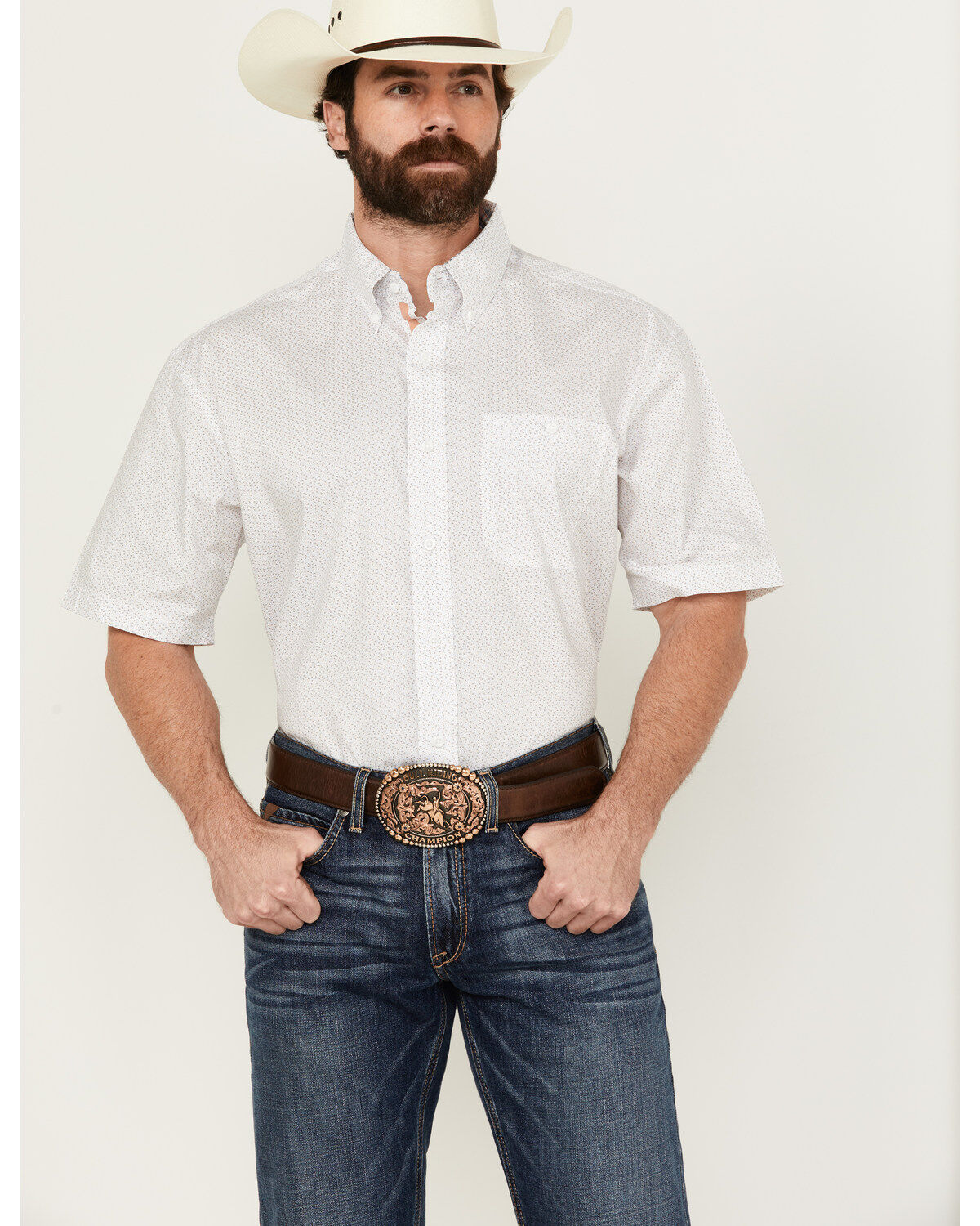 Men's Wrangler George Strait by Geo Print Short Sleeve Button-Down Wes