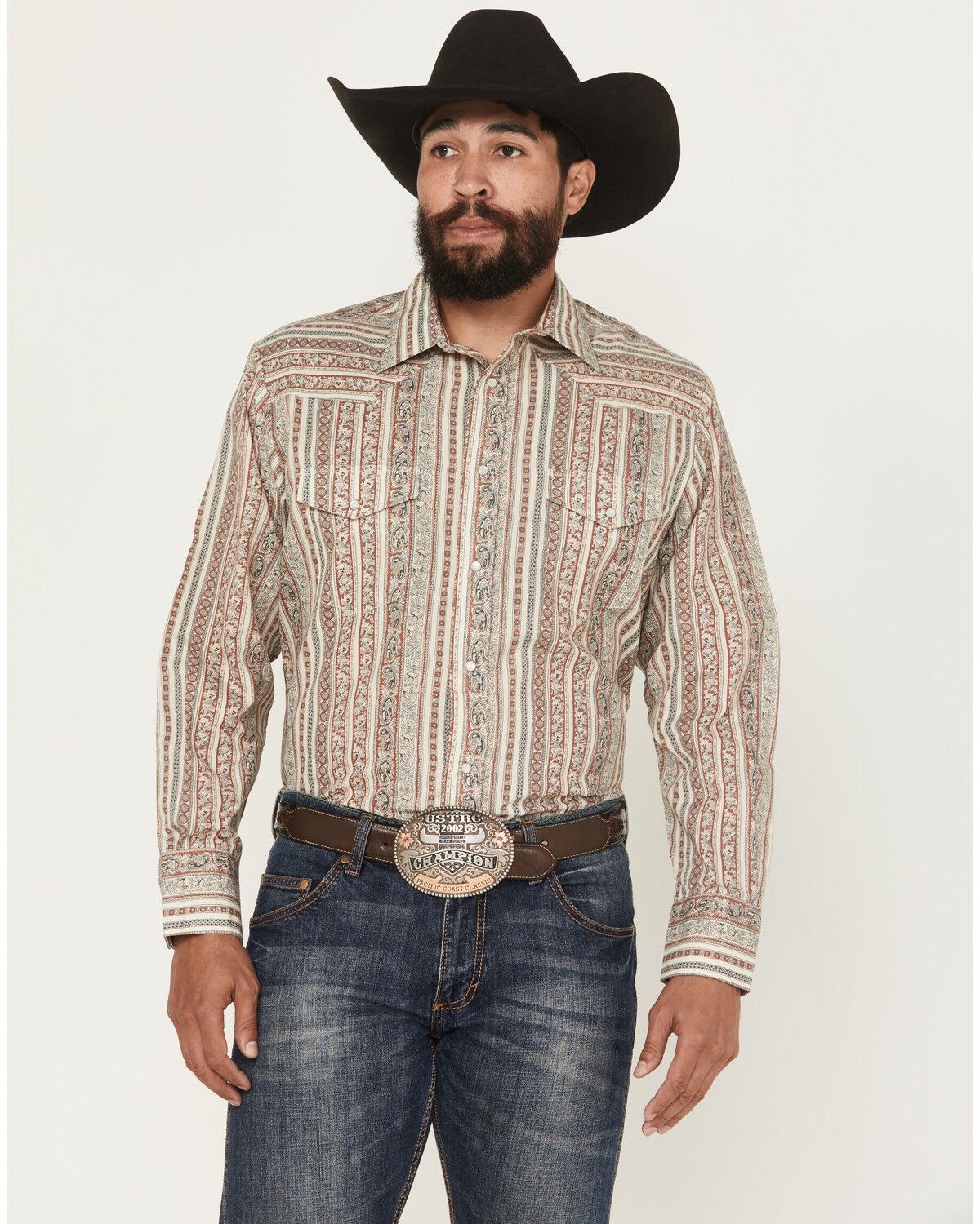 Men's Roper Wallpaper Floral Print Long Sleeve Snap Stretch Western Sh