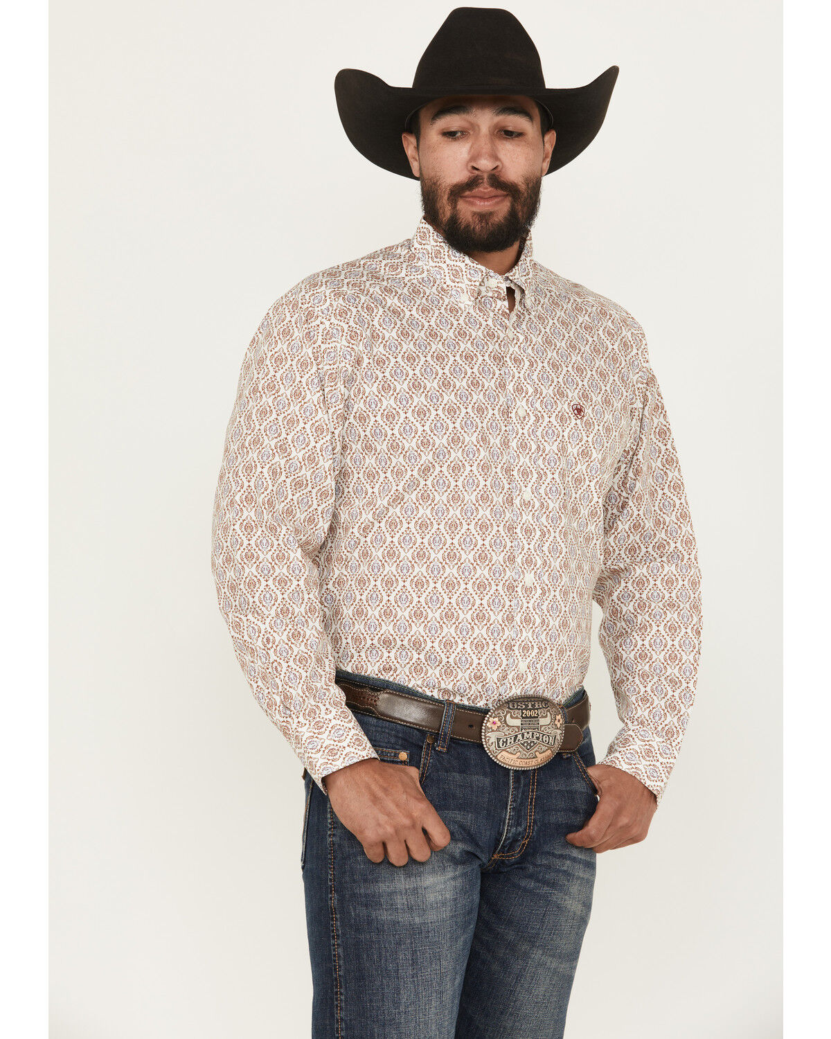 Men's Ariat Greely Medallion Print Long Sleeve Button-Down Western Shi