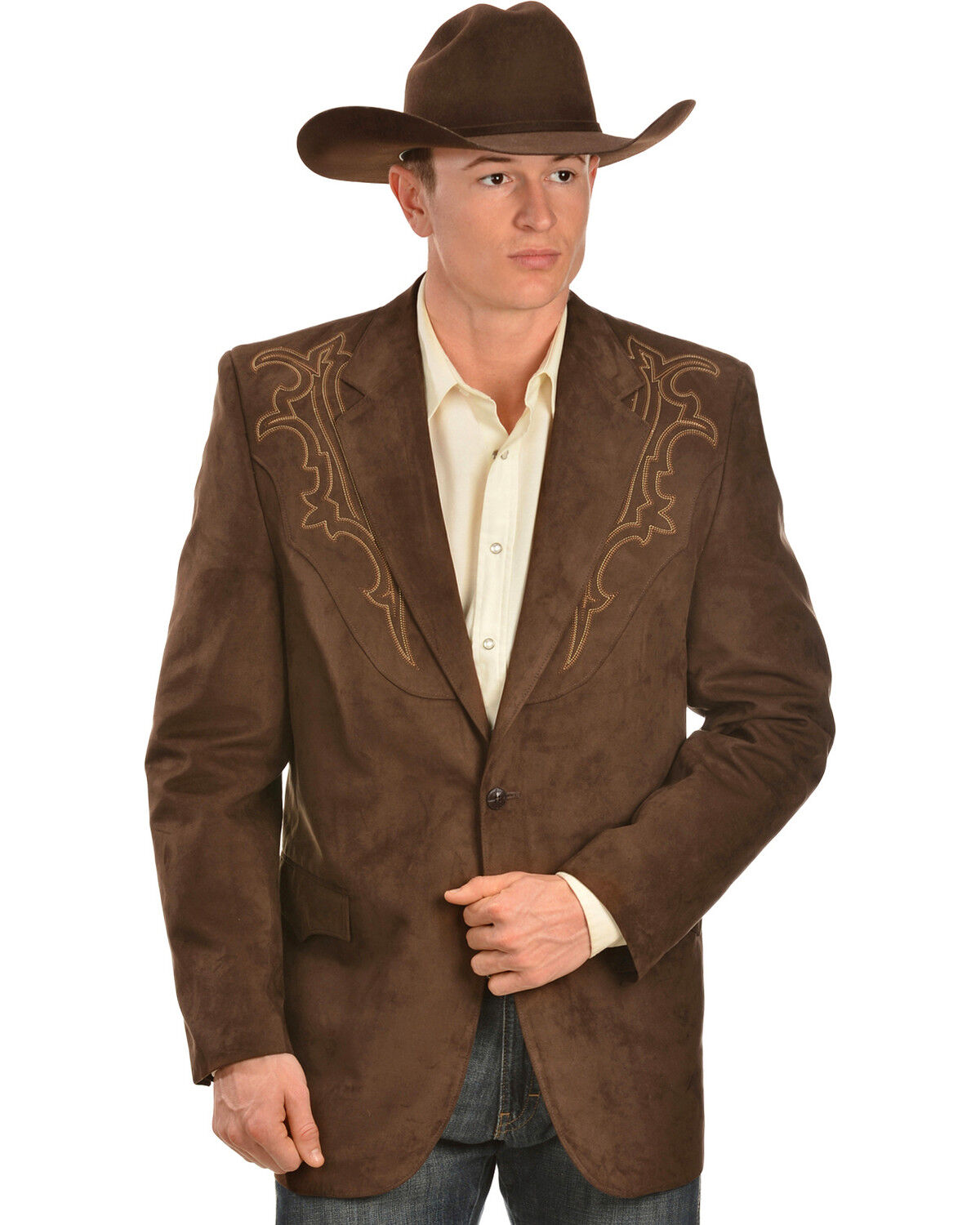 Men's Circle S Embroidered Micro-Suede Sportcoat