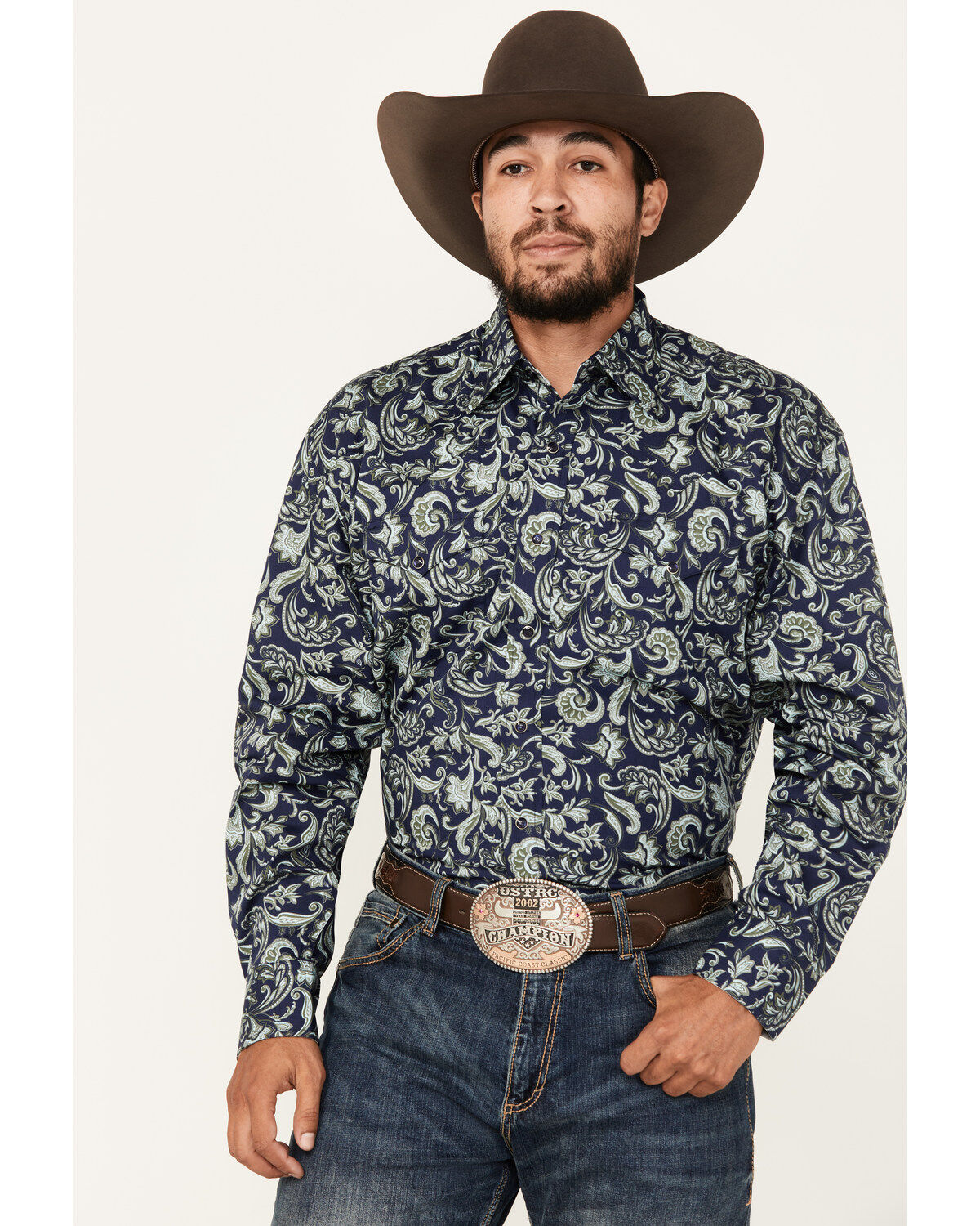 Men's Stetson Paisley Print Long Sleeve Button-Down Western Shirt