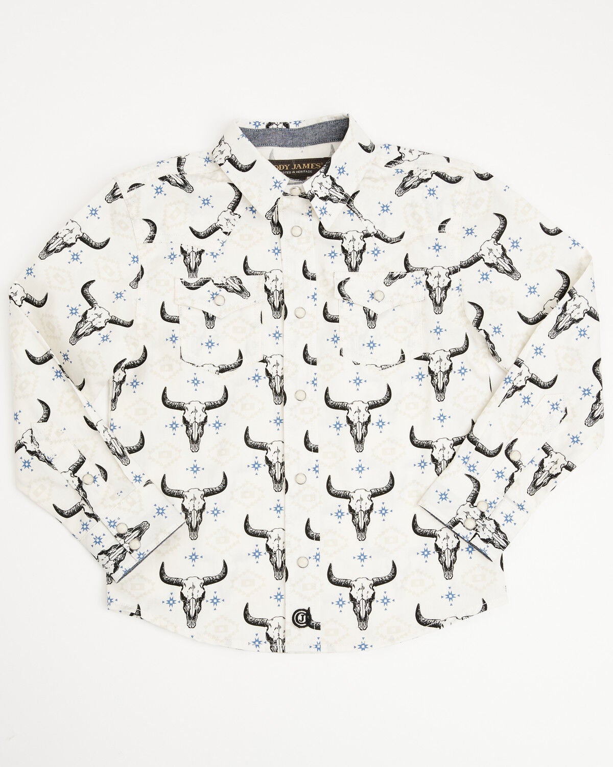 Boys' Cody James Toddler Prehistoric Bull Skull Print Long Sleeve Snap