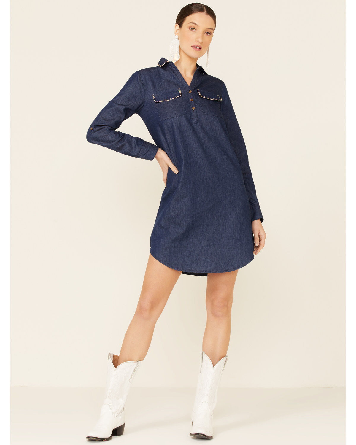 Women's Roper Denim Stitched Mini Dress