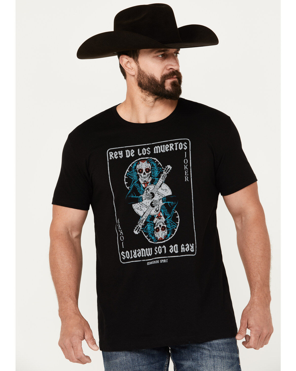 Men's Moonshine Spirit Guitar Cards Short Sleeve Graphic T-Shirt