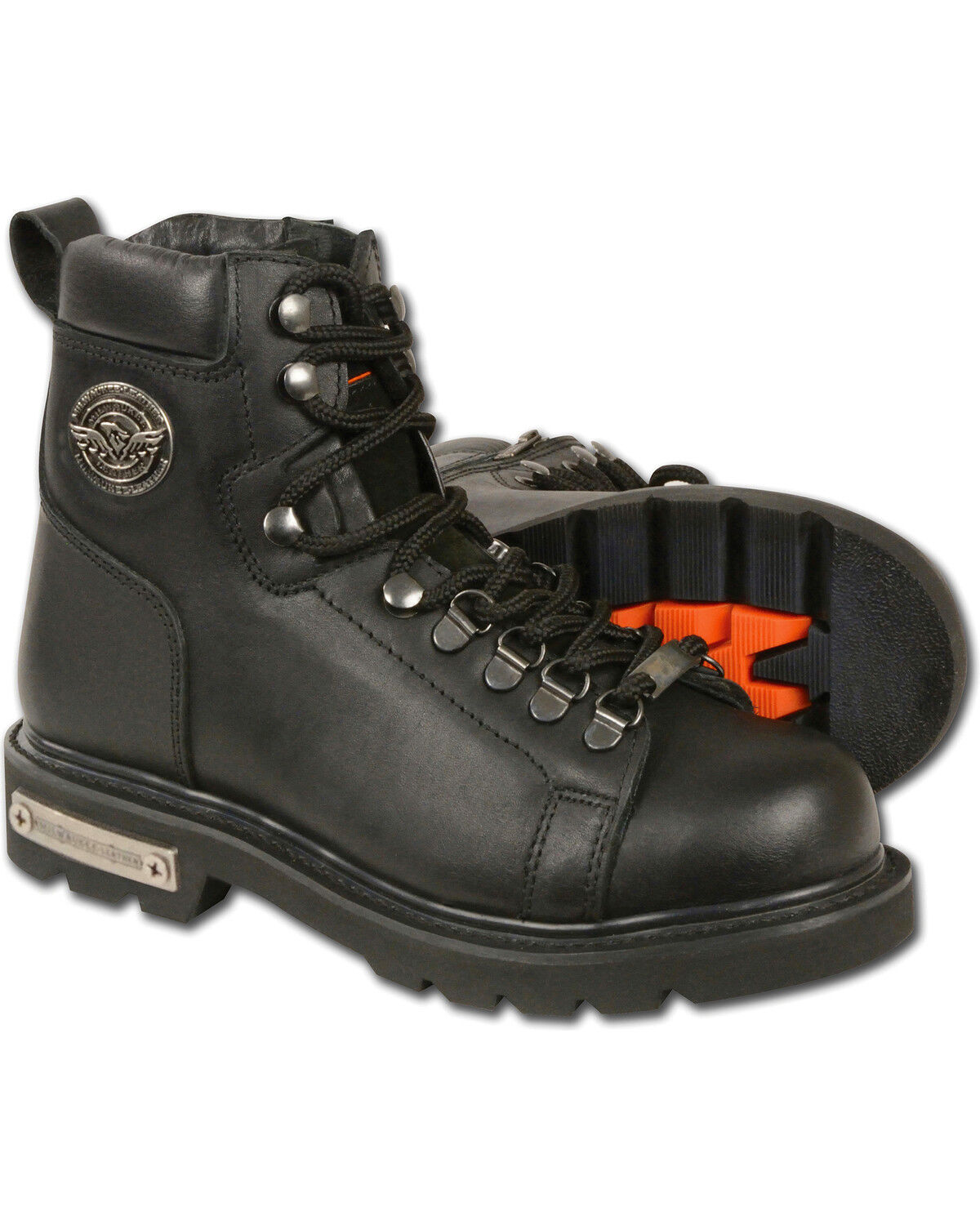 Women's Milwaukee Leather Black Lace To Toe Side Zipper Boots - Square