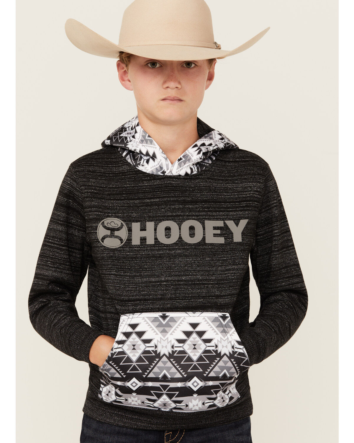 Boys' Hooey Southwestern Print Logo Hooded Sweatshirt