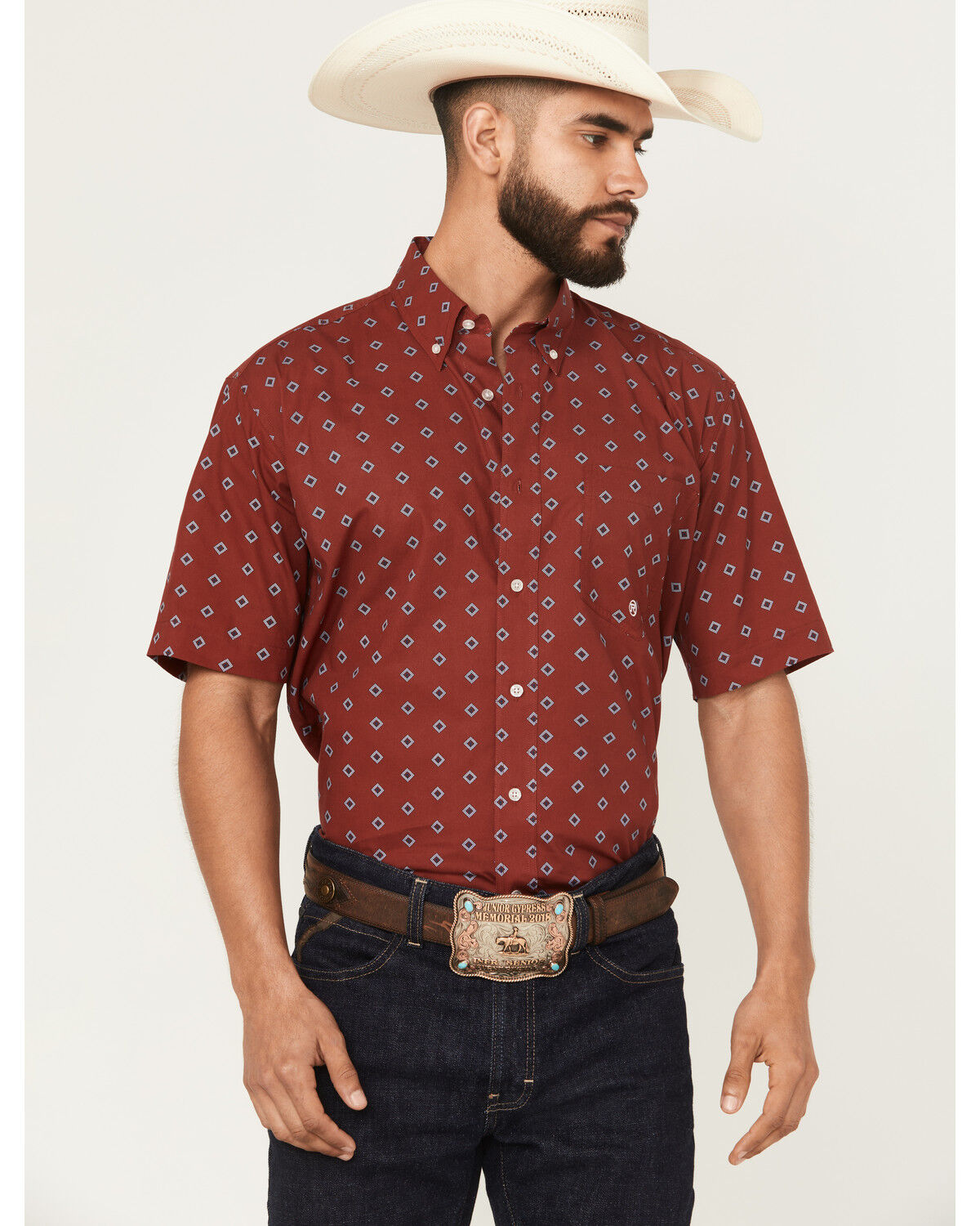 Men's Roper Amarillo Geo Print Short Sleeve Button-Down Western Shirt