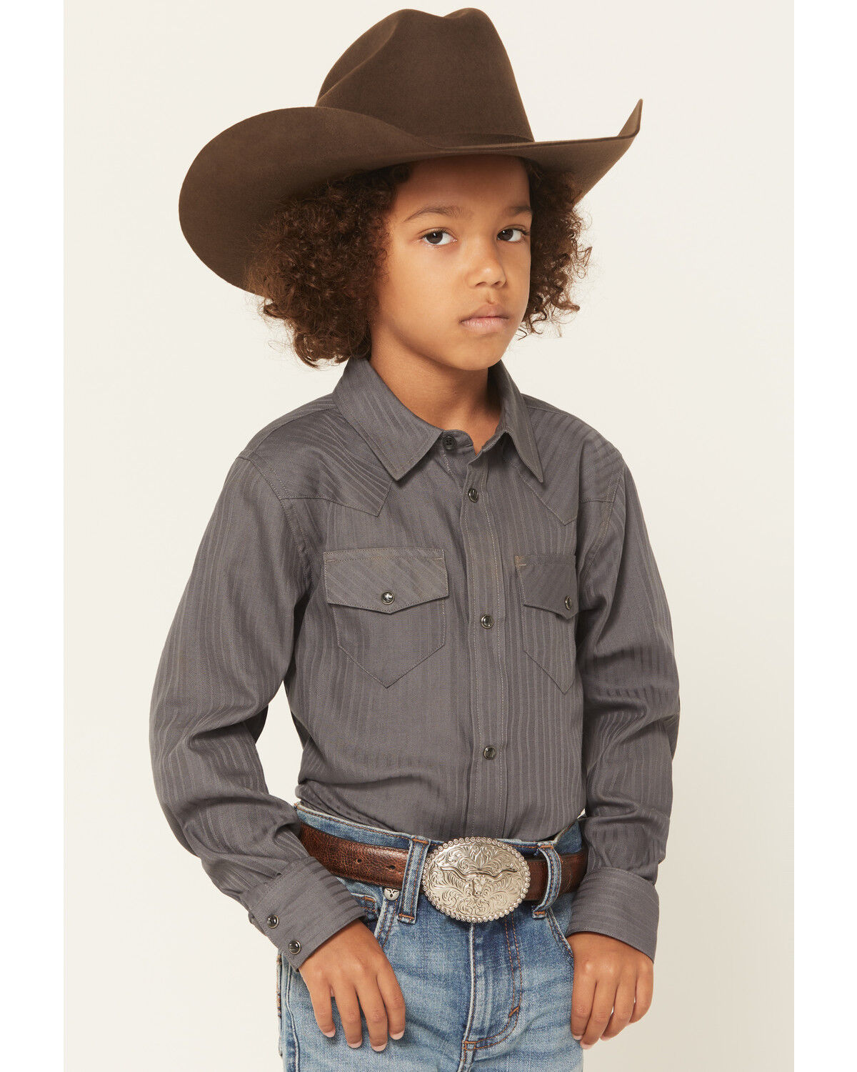 Boys' Gibson Trading Co Striped Long Sleeve Pearl Snap Western Shirt
